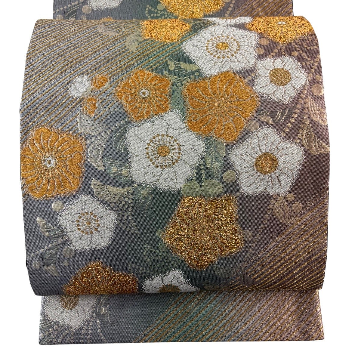 袋帯 秀品 辻が花柄 露芝 箔 青 六通 正絹｜中古・古着・リサイクル