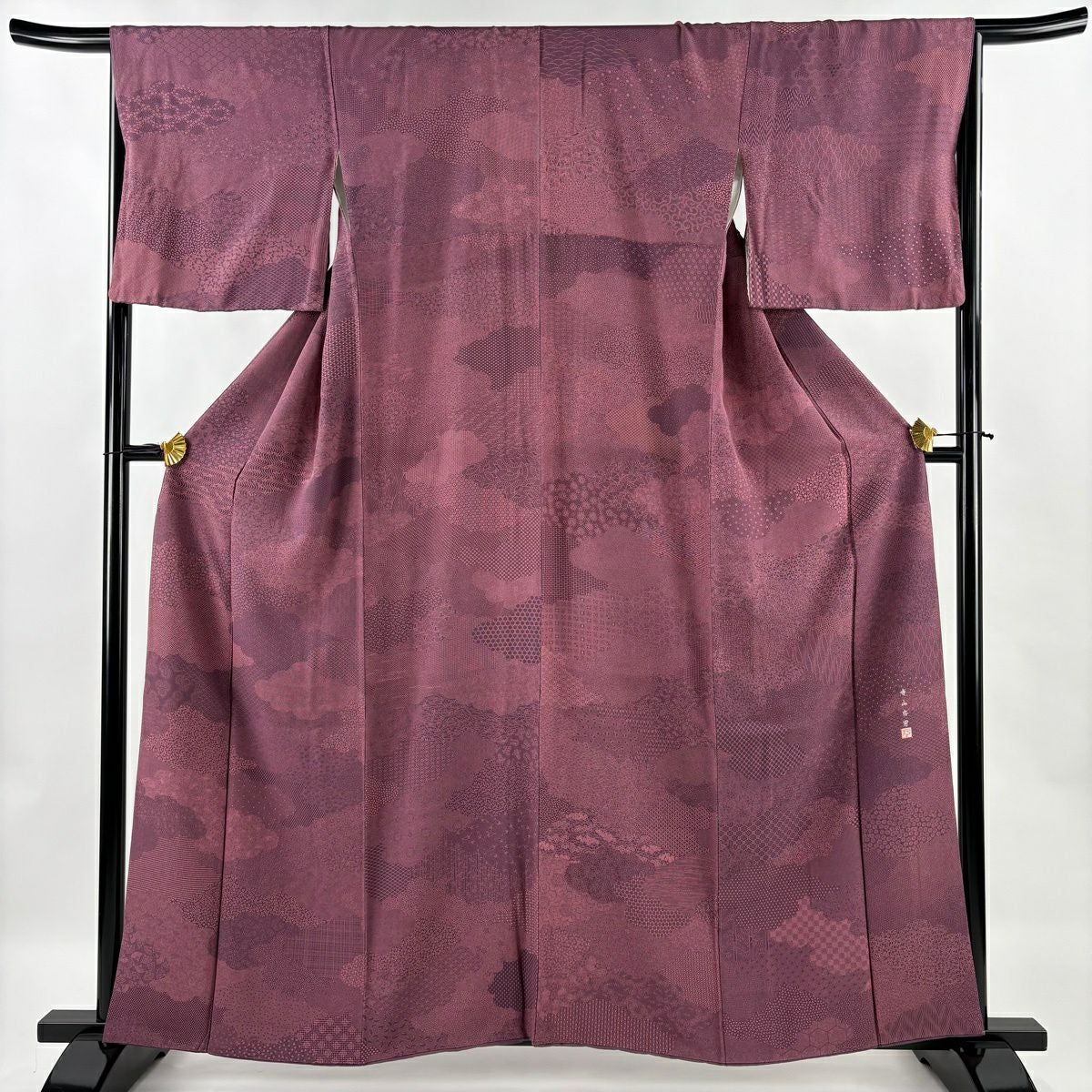 美品】 江戸小紋 身丈166cm 裄丈66.5cm M 袷 鮫 灰色 正絹 秀品｜中古