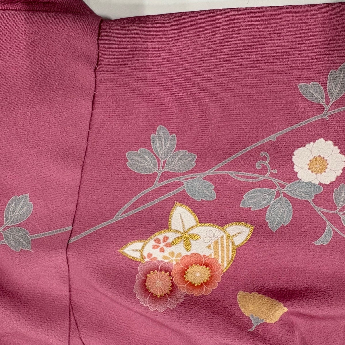 美品】 振袖 身丈177cm 裄丈71.5cm 未仕立て 仮絵羽 橘花 桜 金彩