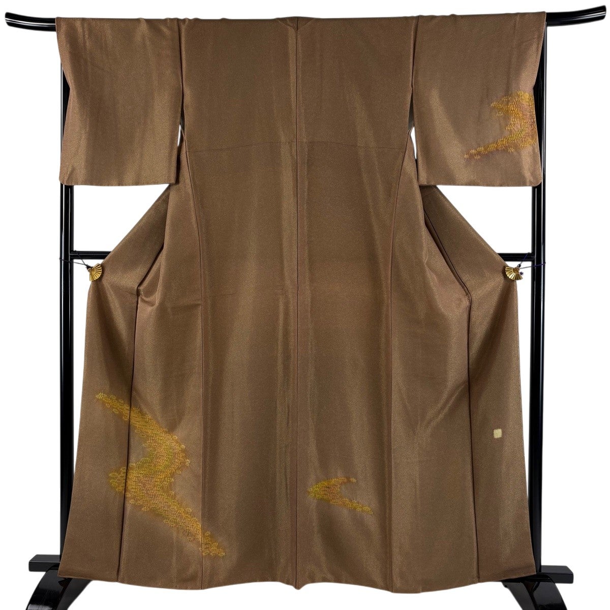 専用　紬単衣（抽象文）裄66,5 正絹美品 美品】 付下げ 身丈162.5cm 裄丈68cm L 袷 松煙染 紬地 花びら 紫 正絹