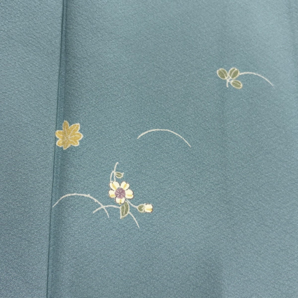 小紋 身丈164cm 裄丈68.5cm L 袷 草花 露芝 水色 正絹 秀品｜中古