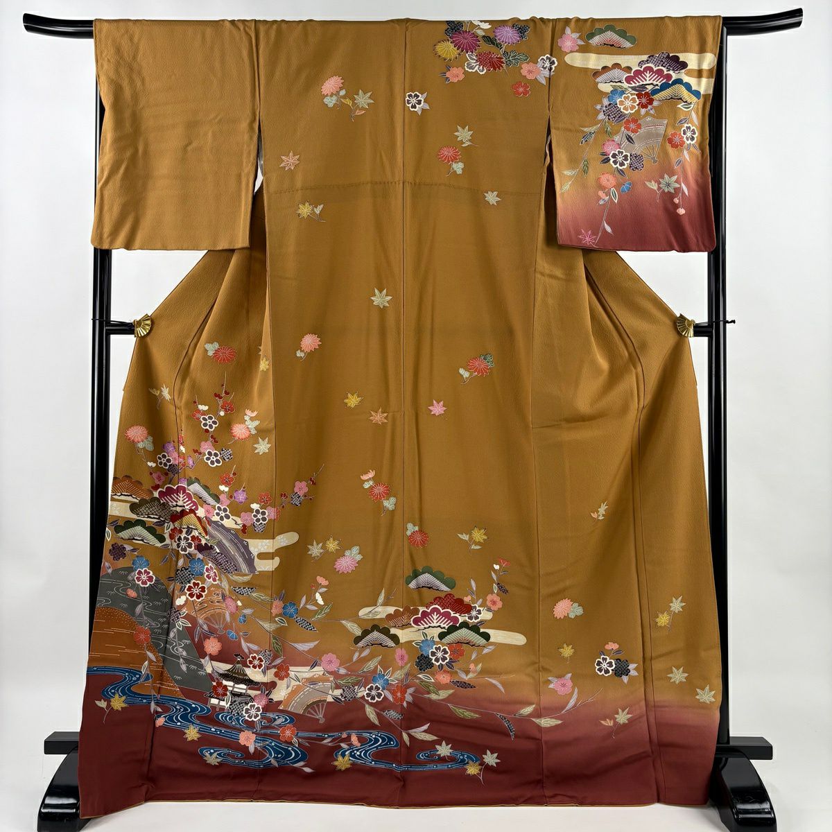 訪問着 身丈158.5cm 裄丈64.5cm M 袷 鈴乃屋 落款あり 若松 藤