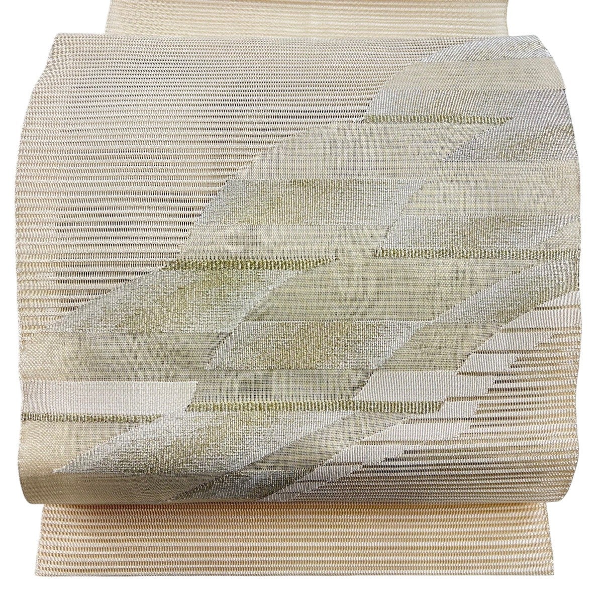 正絹 名古屋帯♪ 八寸 一松に蔦文様 金通し ベージュ 茶系 カジュアル 上品 美品】 名古屋帯 優品 八寸名古屋帯 夏帯 絽 縞 幾何学模様 箔 銀糸