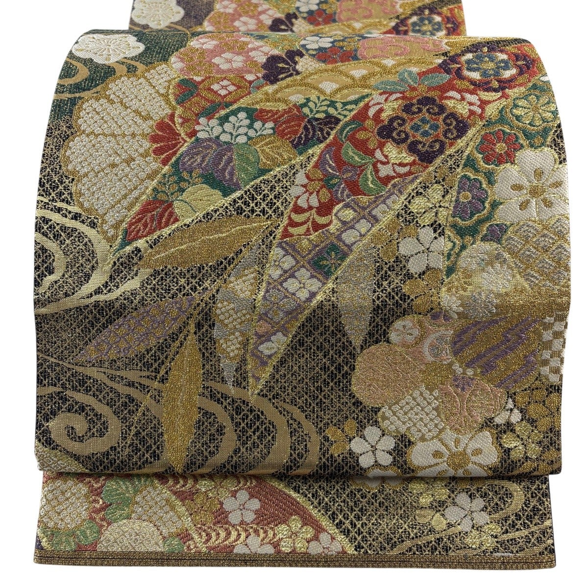 丸帯 秀品 落款あり 関西仕立て 川島織物 華文 草花 金銀糸 箔 金色 全