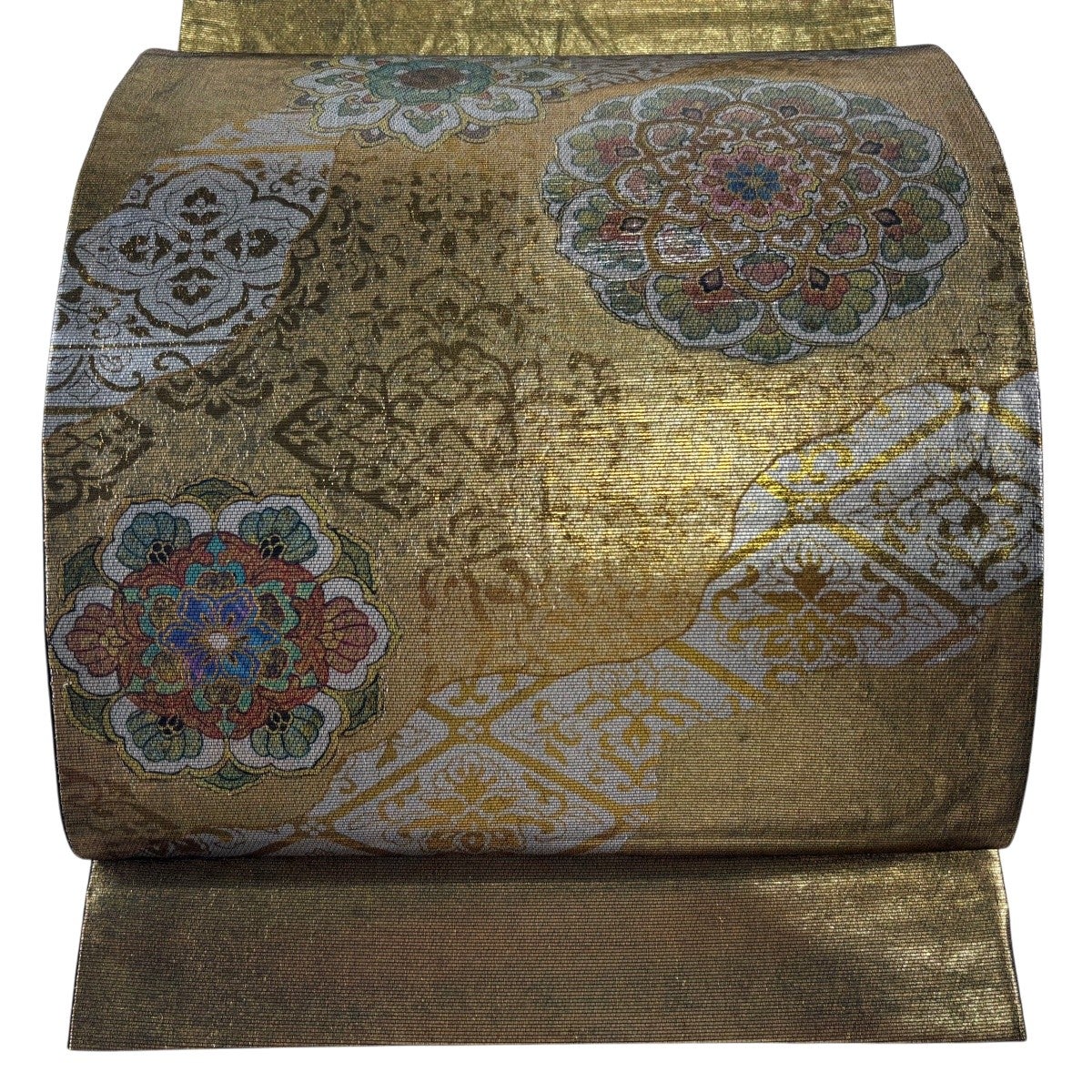 袋帯 秀品 華文 花唐草 箔 金糸 金色 六通 正絹｜中古・古着