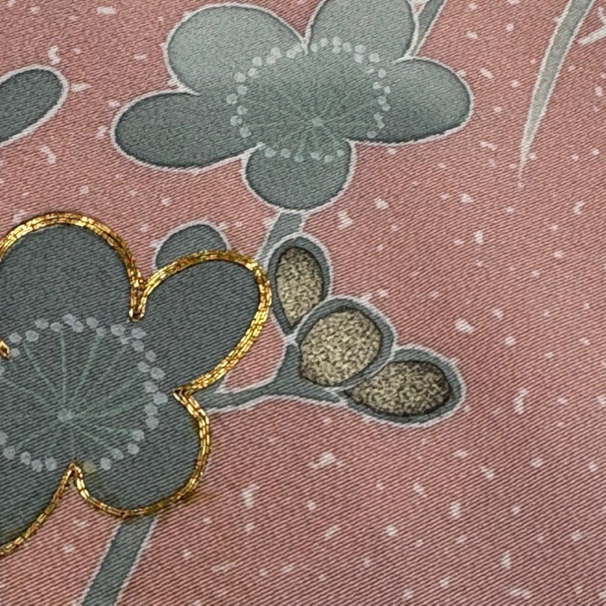 訪問着 身丈158cm 裄丈62.5cm S 袷 枝梅 菊 金糸 金彩 ピンク 正絹 秀
