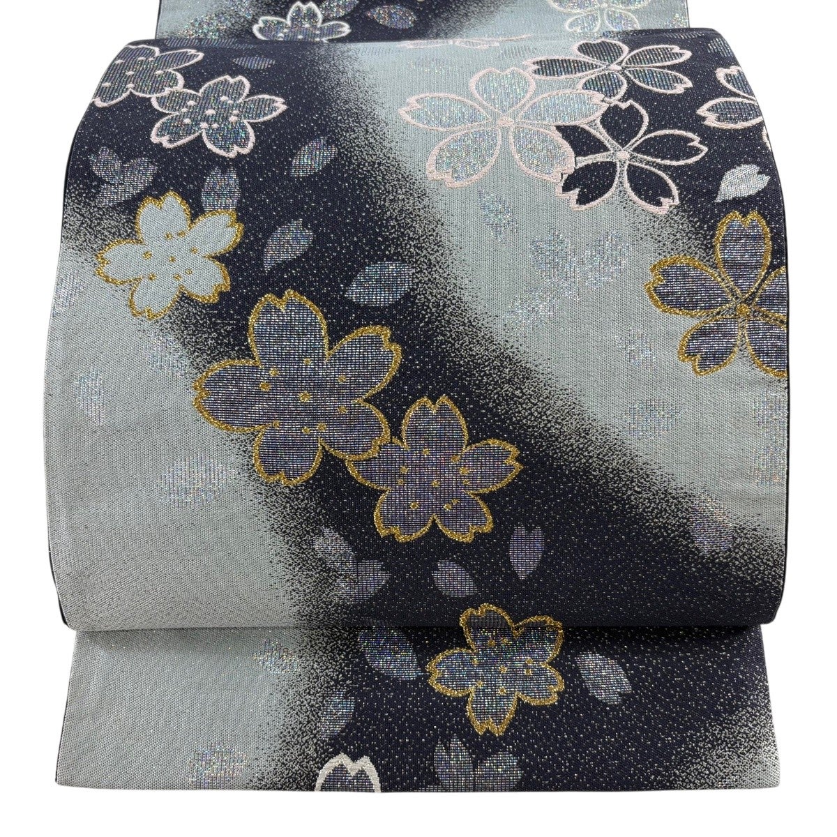 袋帯 秀品 関西仕立て 華文 向かい鳥 金糸 箔 薄茶色 六通 正絹｜中古