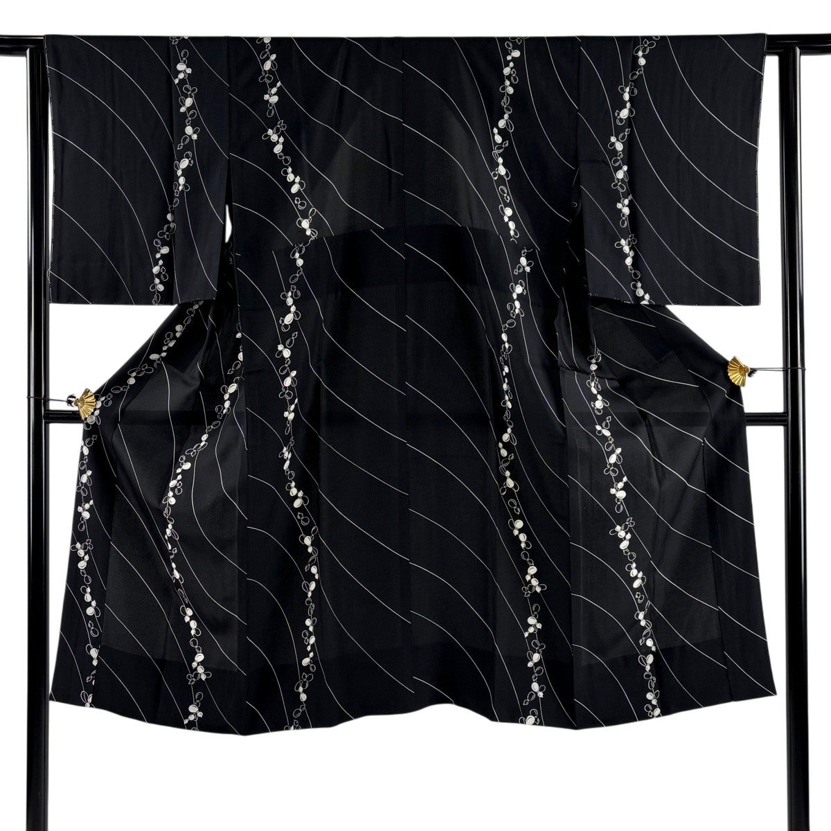 長襦袢 身丈120cm 裄丈62cm S 瓢箪 黒 正絹 秀品｜中古・古着