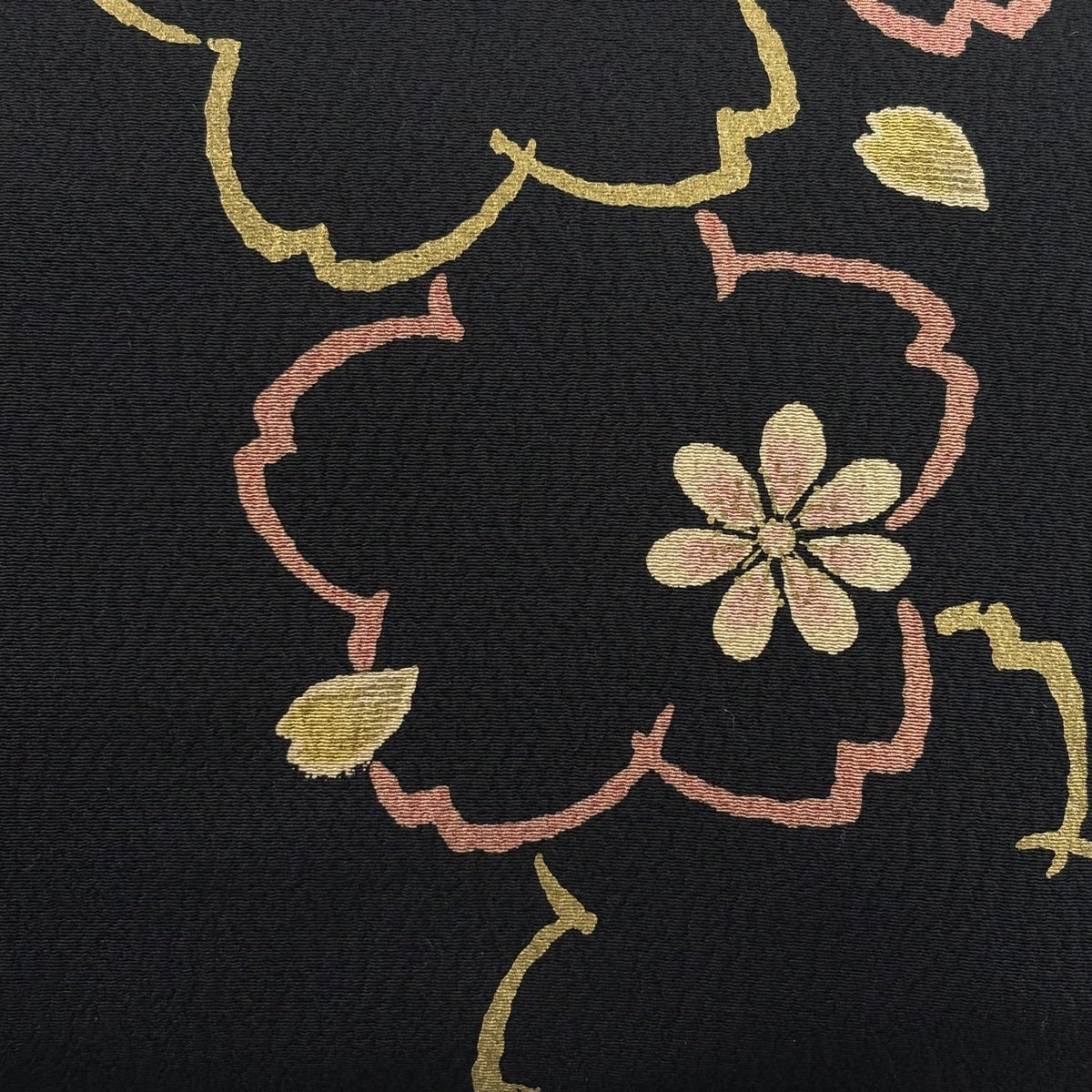 鞠 桜のつくり帯 黒 正絹｜中古・古着・リサイクル 黒 金彩 桜の花びら 桜 秀品 名古屋帯 金 七五三