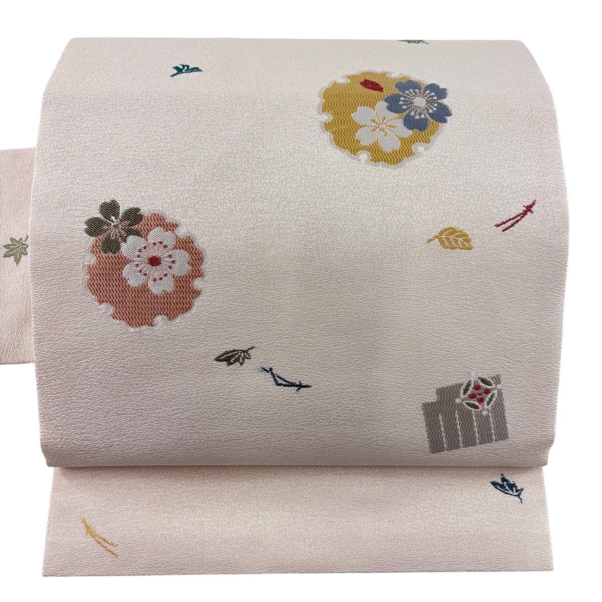 美品】 名古屋帯 秀品 雪輪 桜 クリーム 正絹｜中古・古着・リサイクル