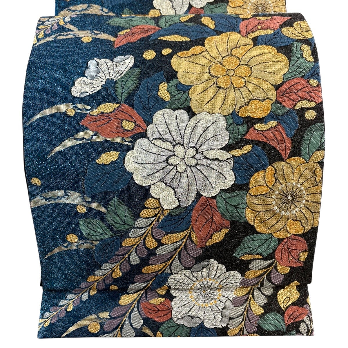 正絹 袋帯 両面 辻が花 豪華絢爛 未使用品 おすすめ品 袋帯 秀品 辻が花柄 露芝 箔 青 六通 正絹｜中古・古着・リサイクル