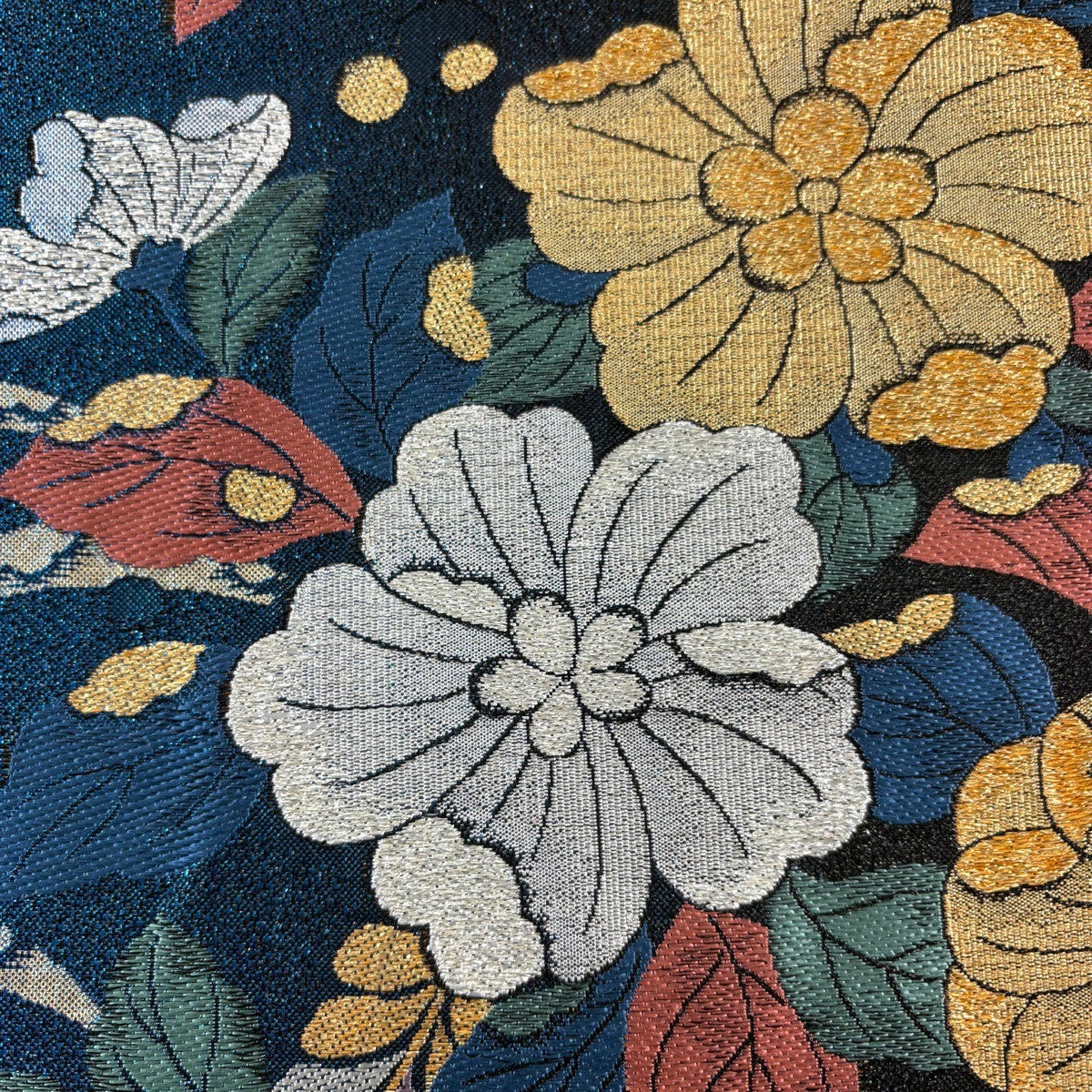 袋帯 秀品 辻が花柄 露芝 箔 青 六通 正絹｜中古・古着・リサイクル