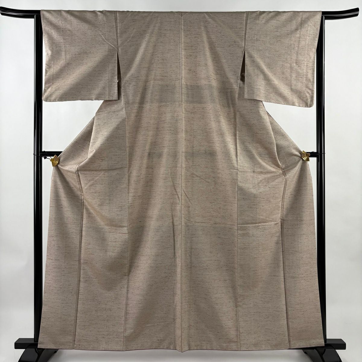 美品】 紬 身丈166.5cm 裄丈66cm M 袷 風景 人物 薄小豆 正絹 名品