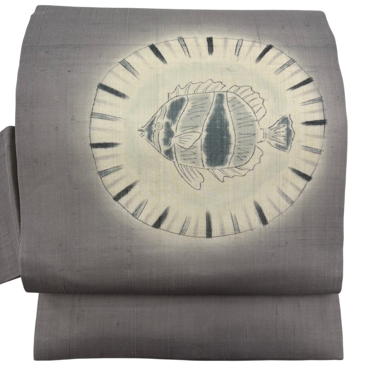 50%OFF 名古屋帯 秀品 夏帯 魚 ぼかし 灰茶 正絹 K50｜中古・古着