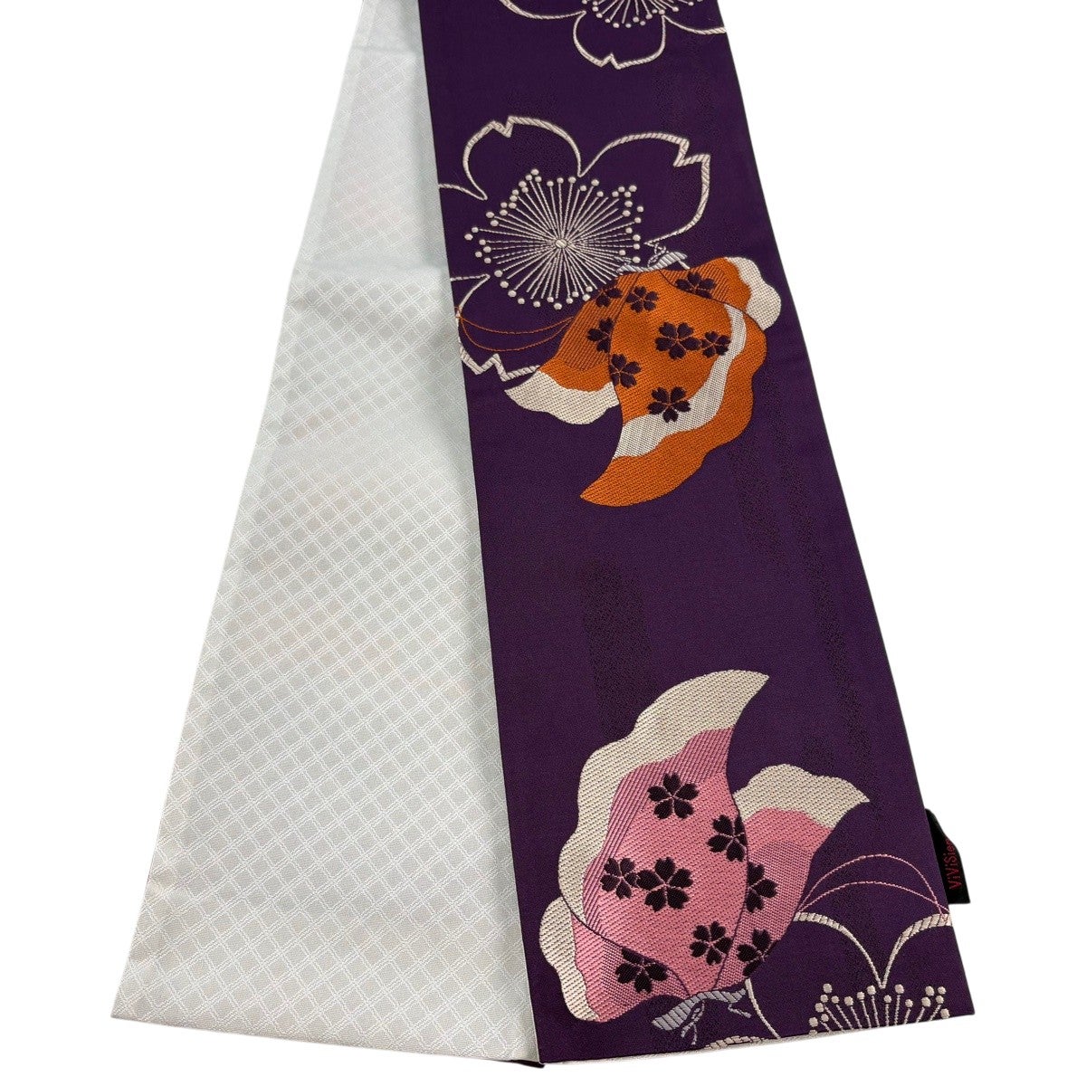 美品】半幅帯 優品 ViViSienne 蝶 桜 濃紫 化繊｜中古・古着