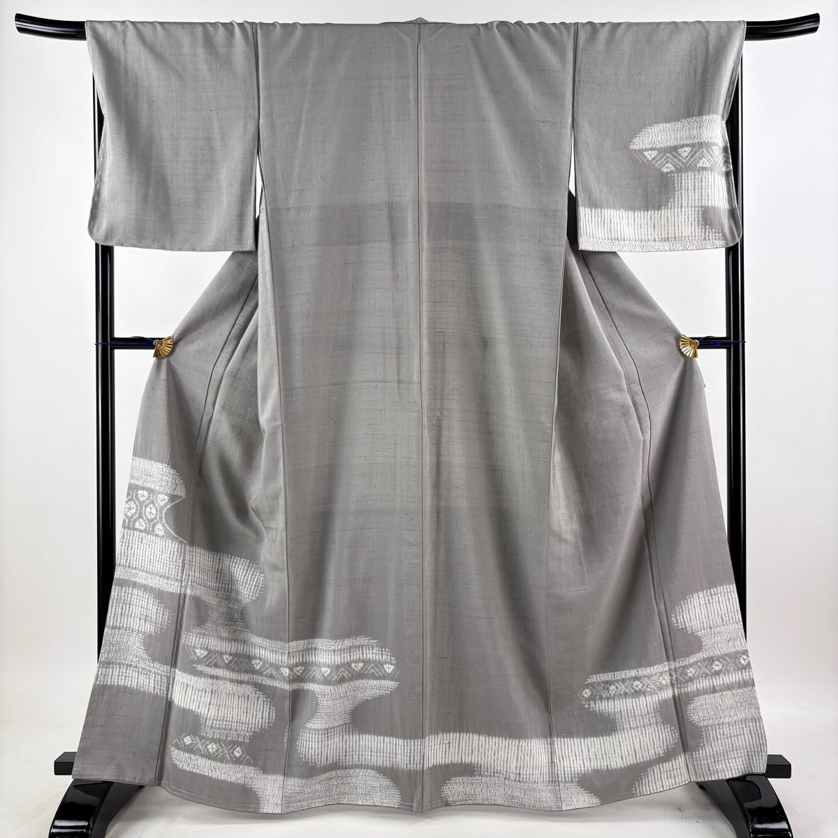 美品】 付下げ 身丈165.5cm 裄丈68cm L 袷 袋帯セット 紬地 霞 絞り