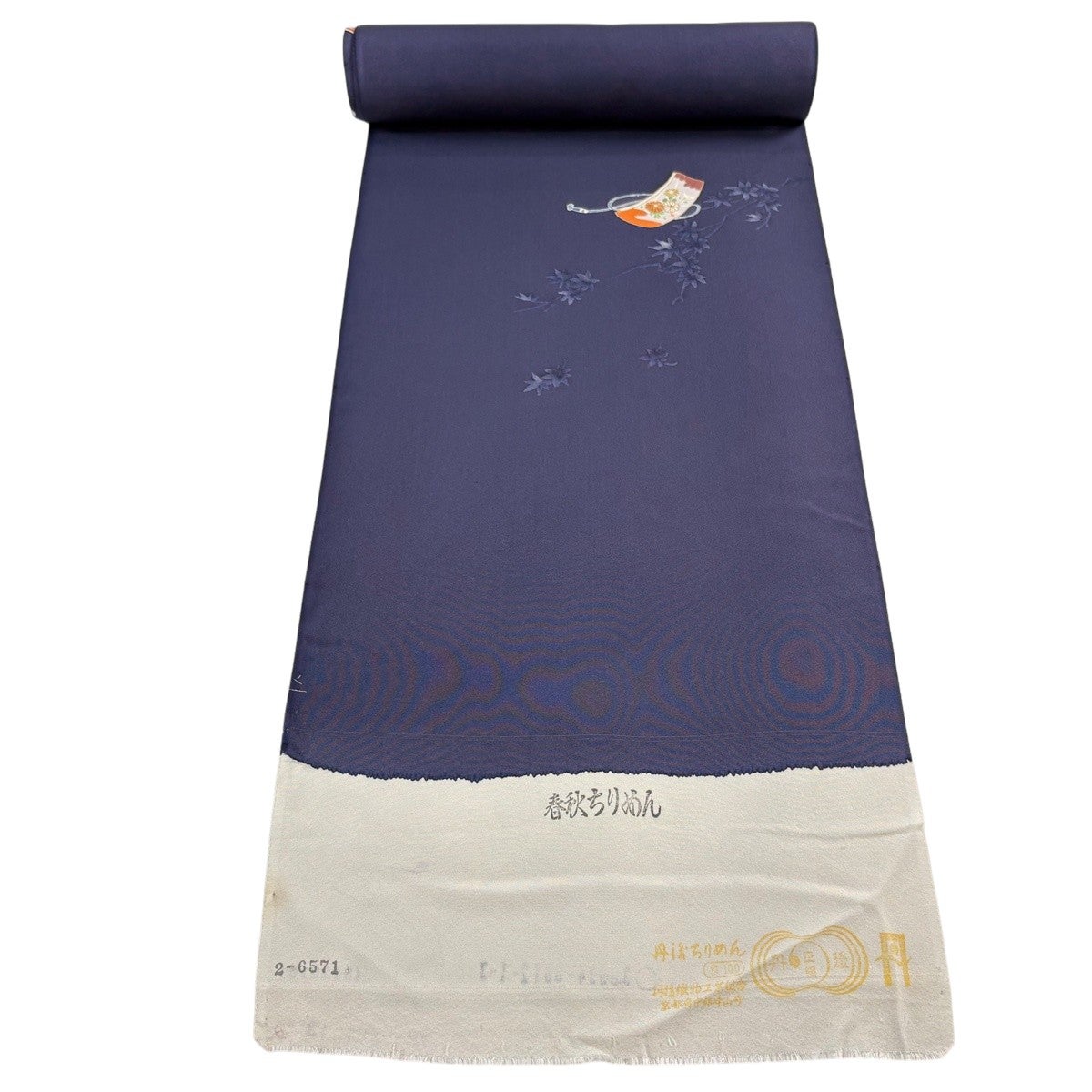 反物 秀品 付下げ 夏物 絽 草花 芝 青灰色 正絹｜中古・古着