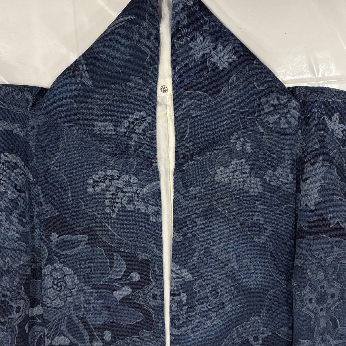 小紋 身丈162.5cm 裄丈67cm M 袷 山岡古都 落款あり 草花 花車 縮緬