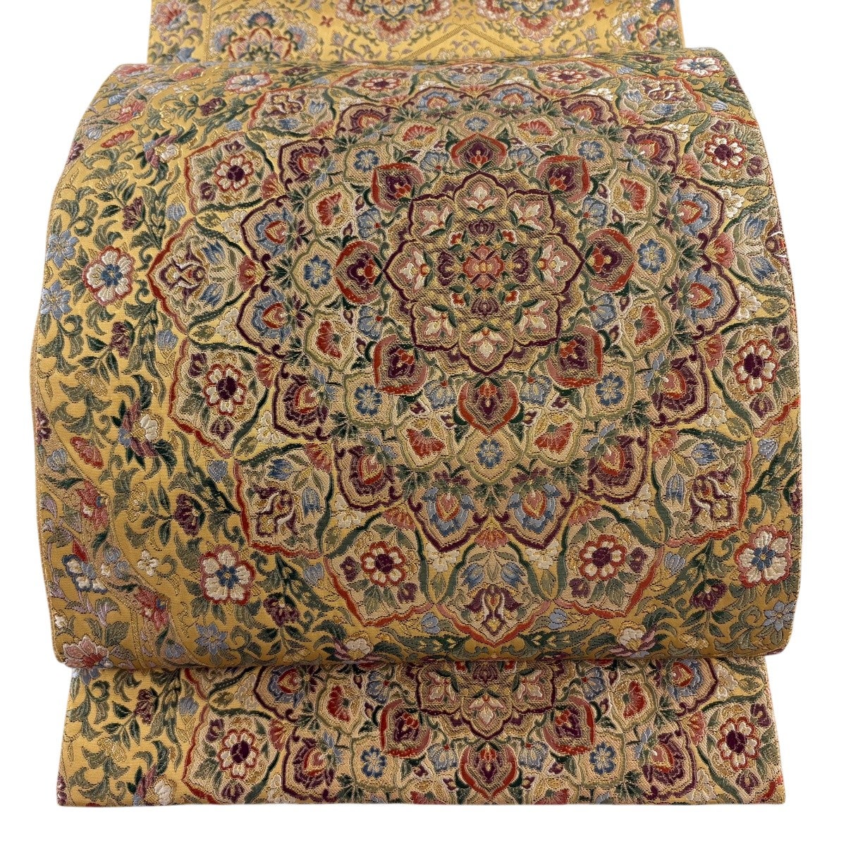 美品】 袋帯 逸品 壱千八百口錦 華文 波 金糸 箔 金色 六通 正絹｜中古
