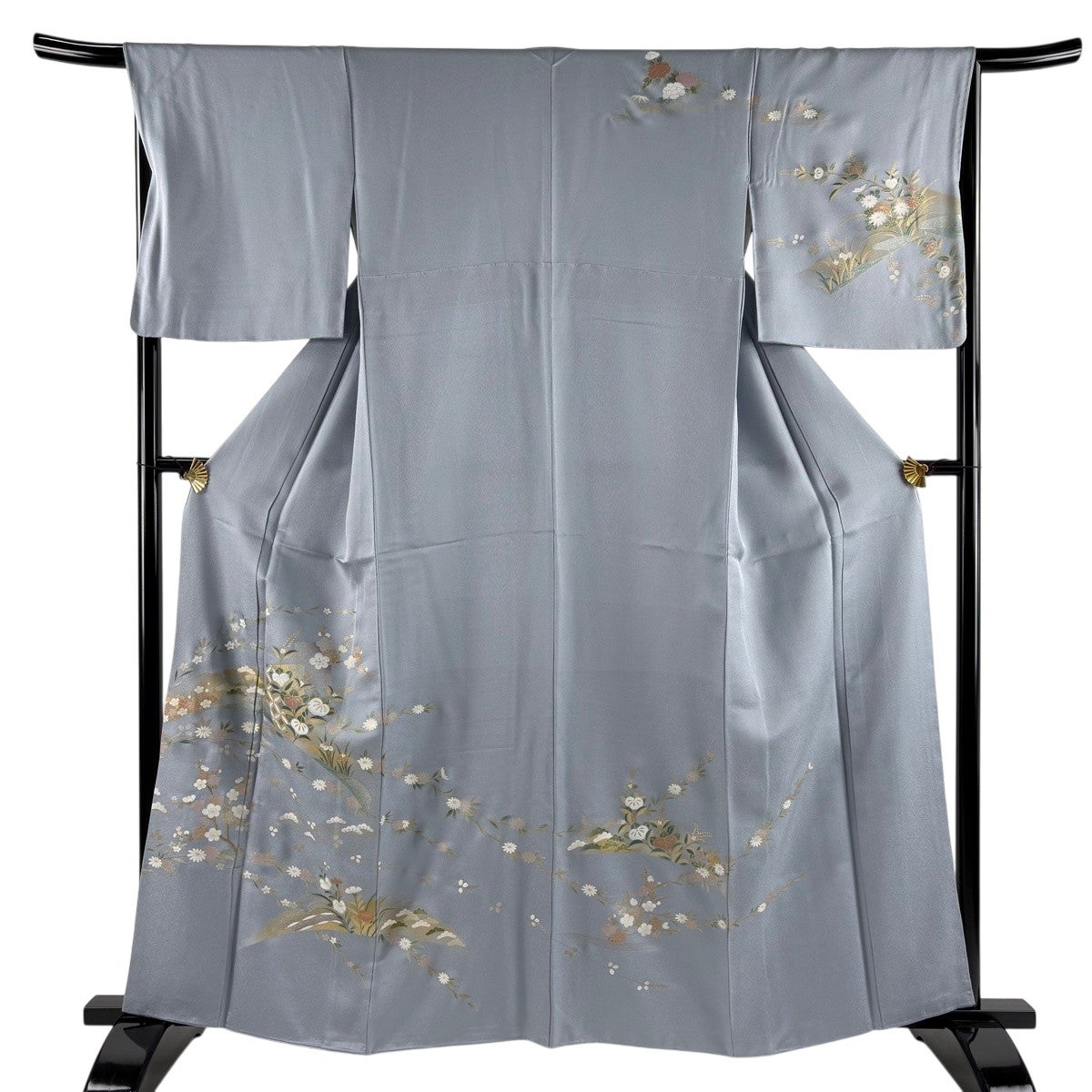 ★専用★美品 訪問着 濃青 風景 ヨーロッパ 身丈160cm 裄丈65.5cm 美品】 訪問着 身丈161cm 裄丈66.5cm M 袷 草花 色紙 金糸 金銀彩 青
