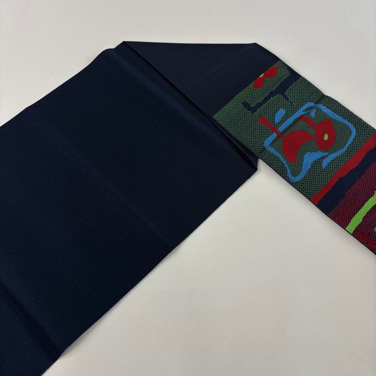 美品】 名古屋帯 秀品 松葉仕立て 八寸名古屋帯 紬地 幾何学模様 草花