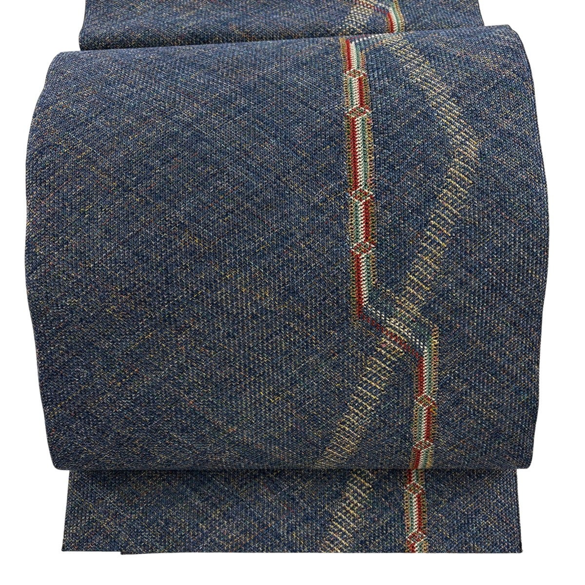 美品】 名古屋帯 秀品 幾何学模様 金彩 紺色 正絹｜中古・古着