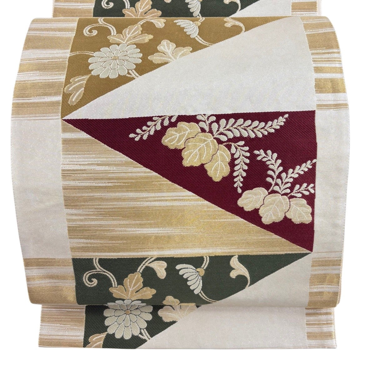 袋帯 秀品 菊唐草 桐 金糸 箔 ベージュ 六通 正絹｜中古・古着