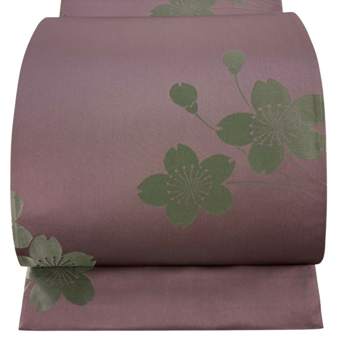袋帯 逸品 辻村ジュサブロー 落款あり 桜 花びら 灰紫 六通 正絹｜中古
