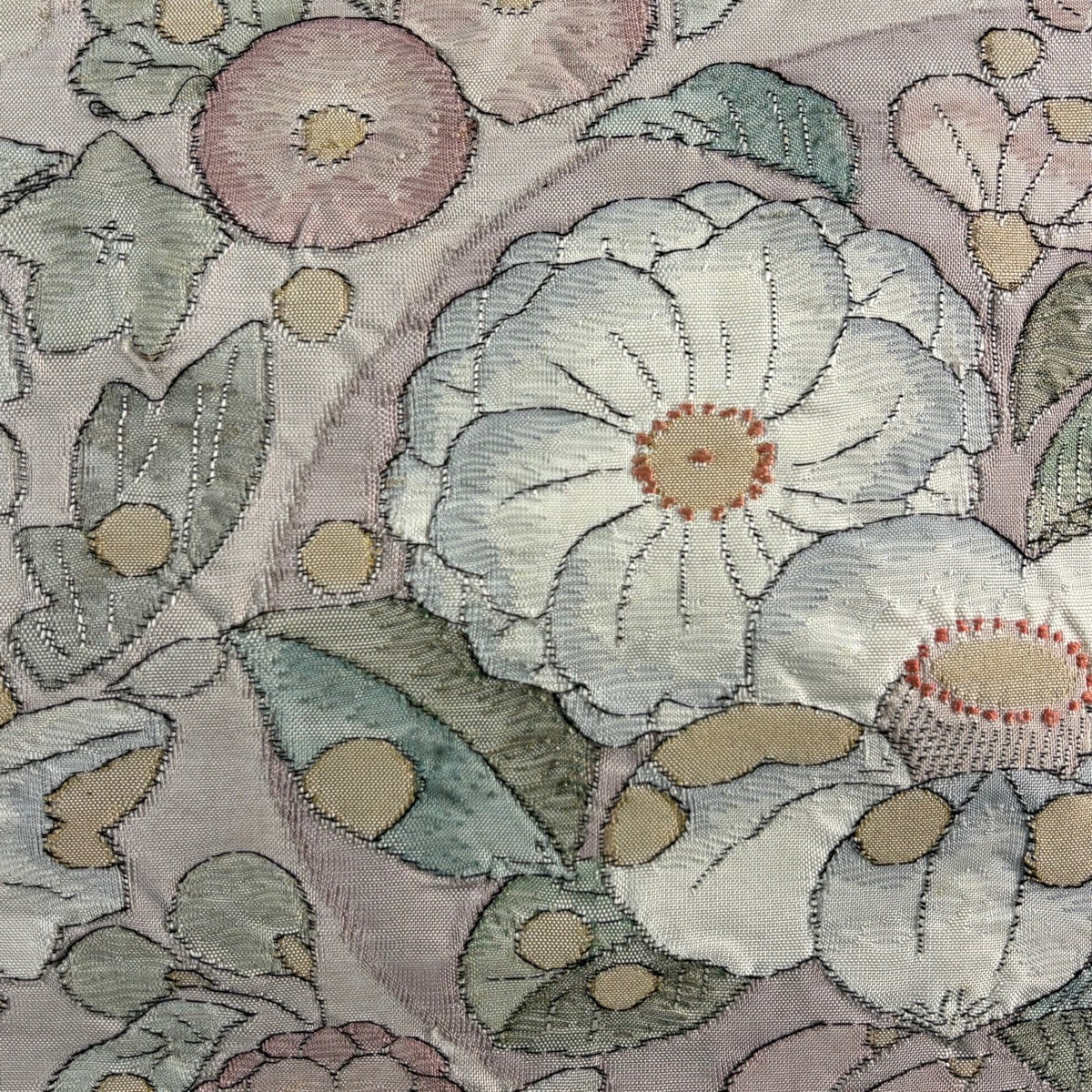 袋帯 秀品 草花 枝花 薄ピンク お太鼓柄 正絹｜中古・古着・リサイクル