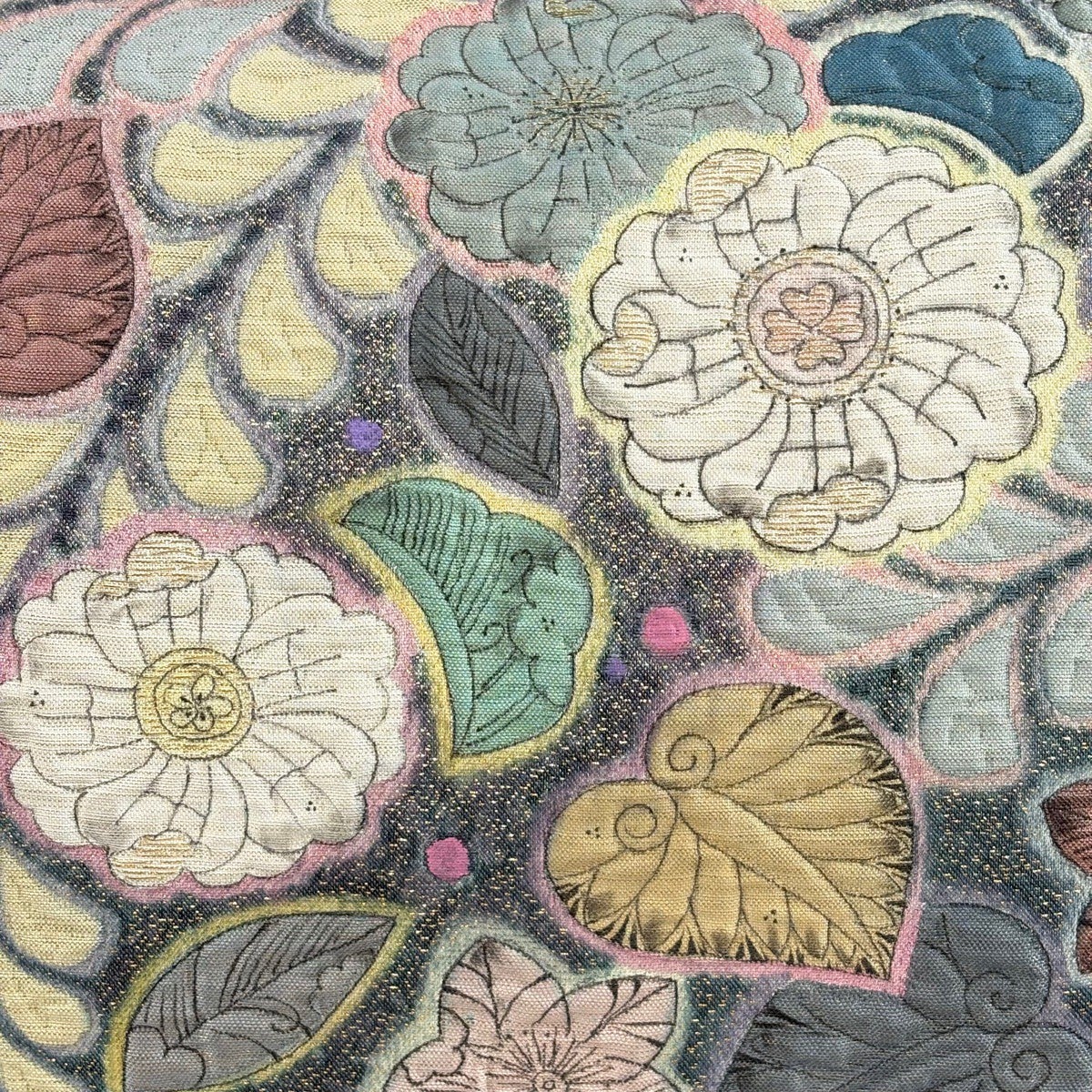 美品】 袋帯 秀品 証紙あり 辻が花 金糸 箔 紫 お太鼓柄 正絹｜中古