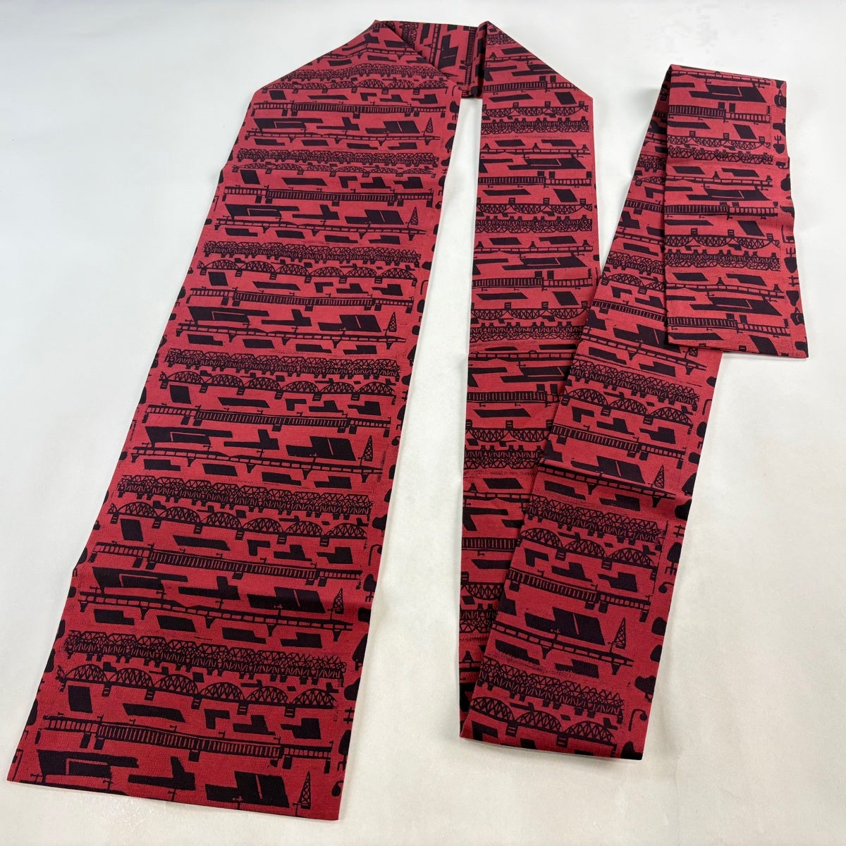 名古屋帯 優品 紬地 橋 濃ピンク 正絹｜中古・古着・リサイクル着物