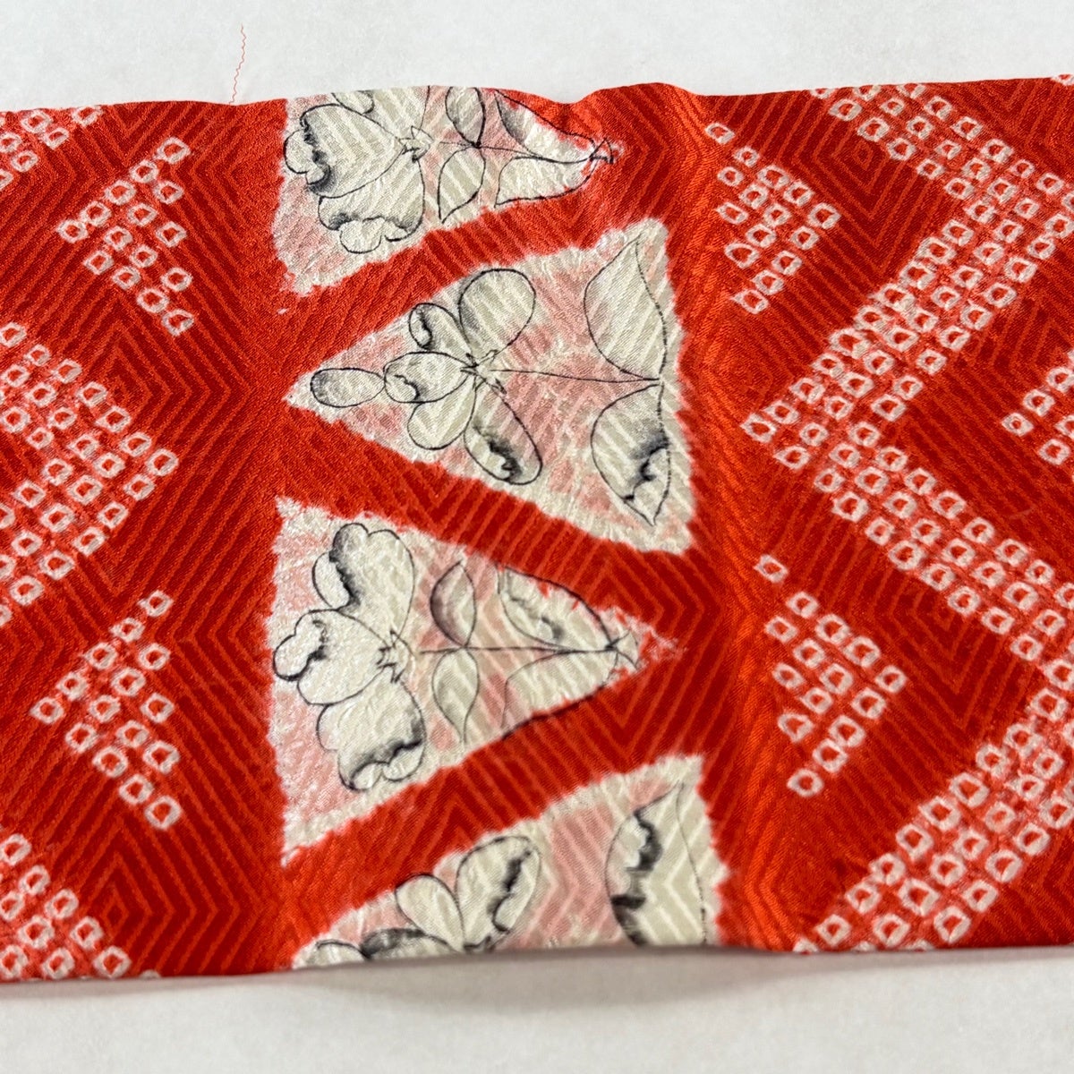 美品】 名古屋帯 優品 草花 地紋 絞り オレンジ 正絹｜中古・古着