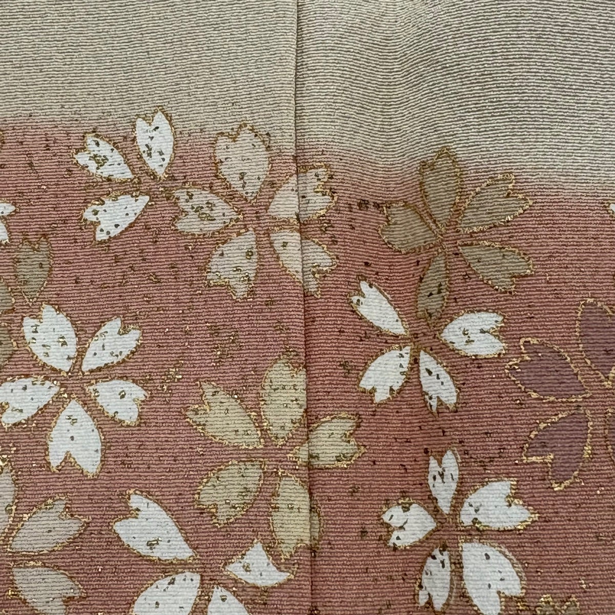 訪問着 身丈160cm 裄丈64.5cm M 袷 落款あり 桜 梅 金彩 ぼかし 薄茶色