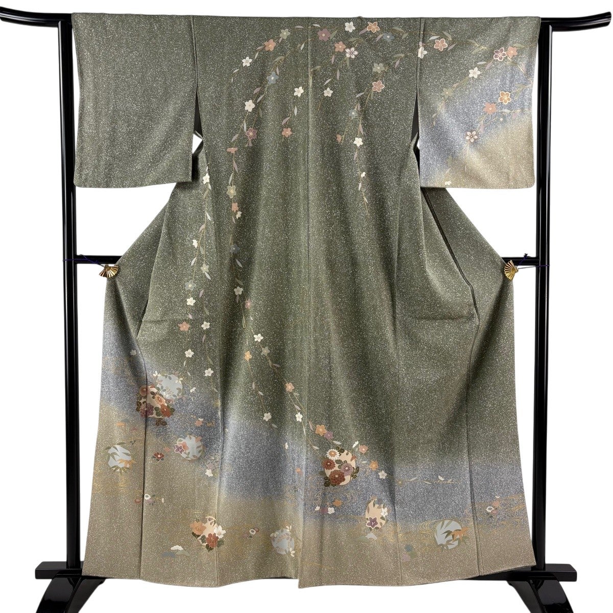 美品】 訪問着 身丈160.5cm 裄丈63.5cm S 袷 花丸文 流水 金彩