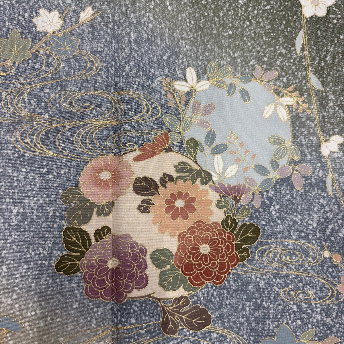 美品】 訪問着 身丈160.5cm 裄丈63.5cm S 袷 花丸文 流水 金彩