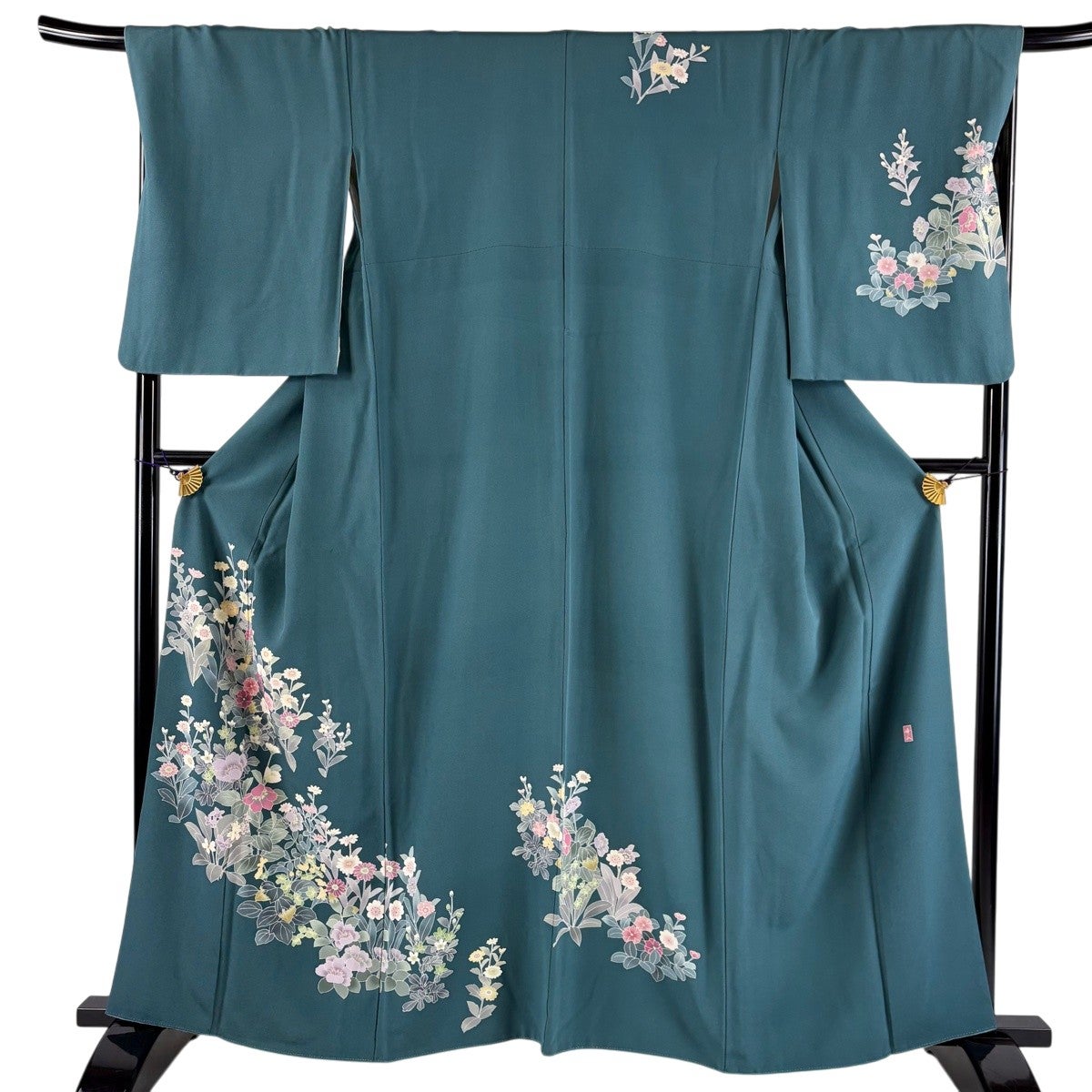 訪問着 身丈161cm 裄丈69.5cm L 袷 落款あり 緑 正絹 秀品|中古・古着 訪問着 身丈161cm 裄丈69.5cm L 袷 落款あり 緑 正絹 秀品|中古・古着