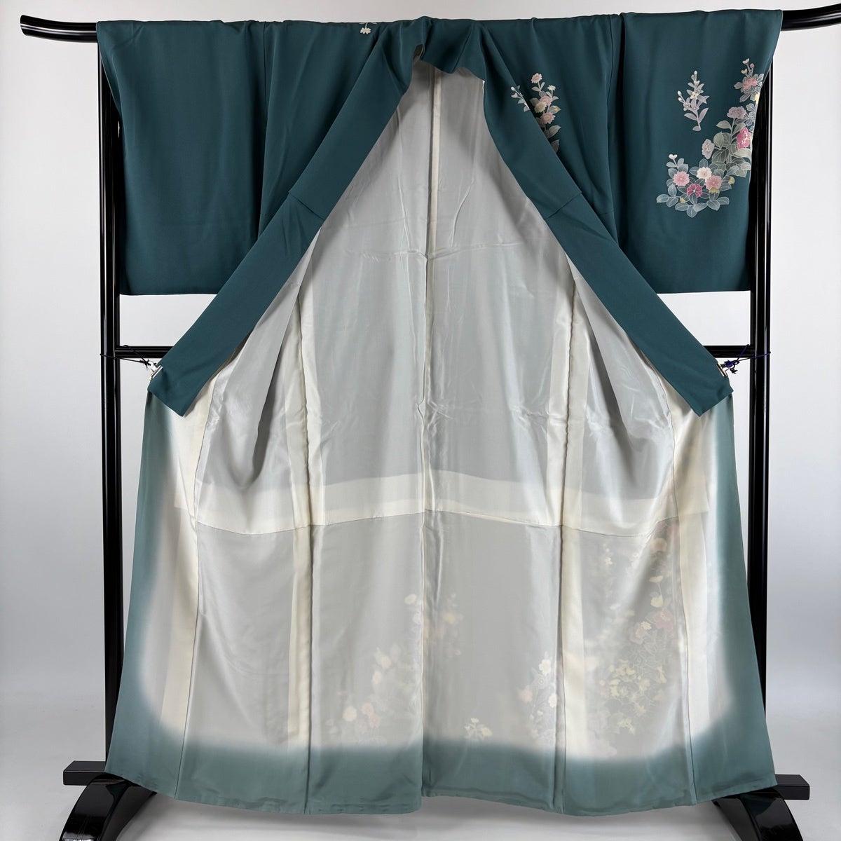 訪問着 身丈161cm 裄丈69.5cm L 袷 落款あり 緑 正絹 秀品｜中古・古着