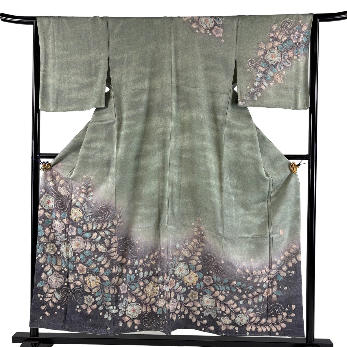 美品】 訪問着 身丈155cm 裄丈65cm M 袷 翠山工房 落款あり 辻が花 銀