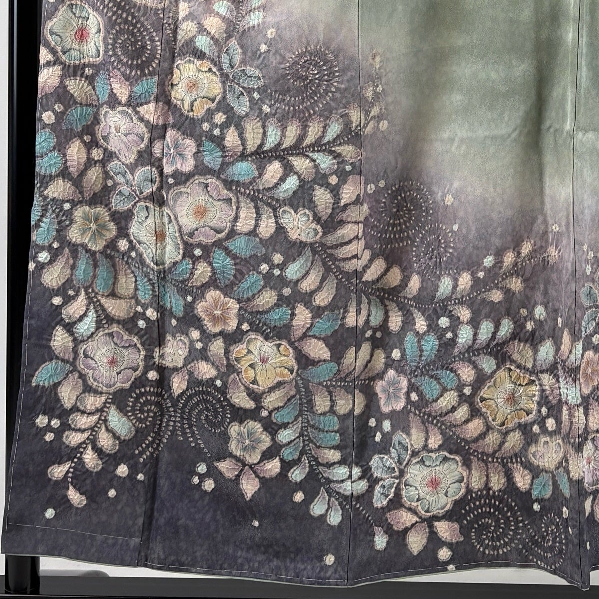 美品】 訪問着 身丈155cm 裄丈65cm M 袷 翠山工房 落款あり 辻が花 銀