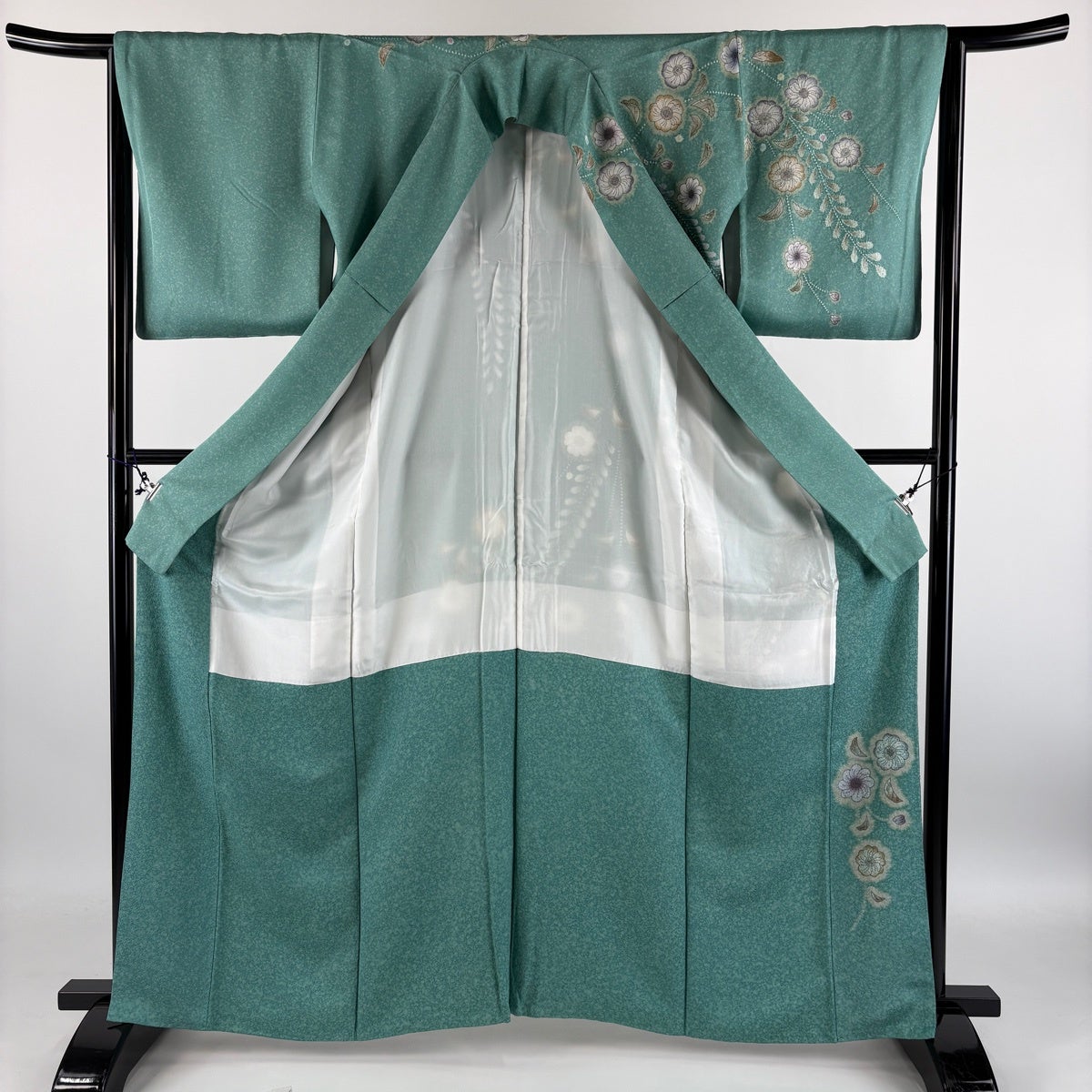 美品】 訪問着 身丈162cm 裄丈64.5cm M 袷 辻が花柄 銀通し ぼかし 薄