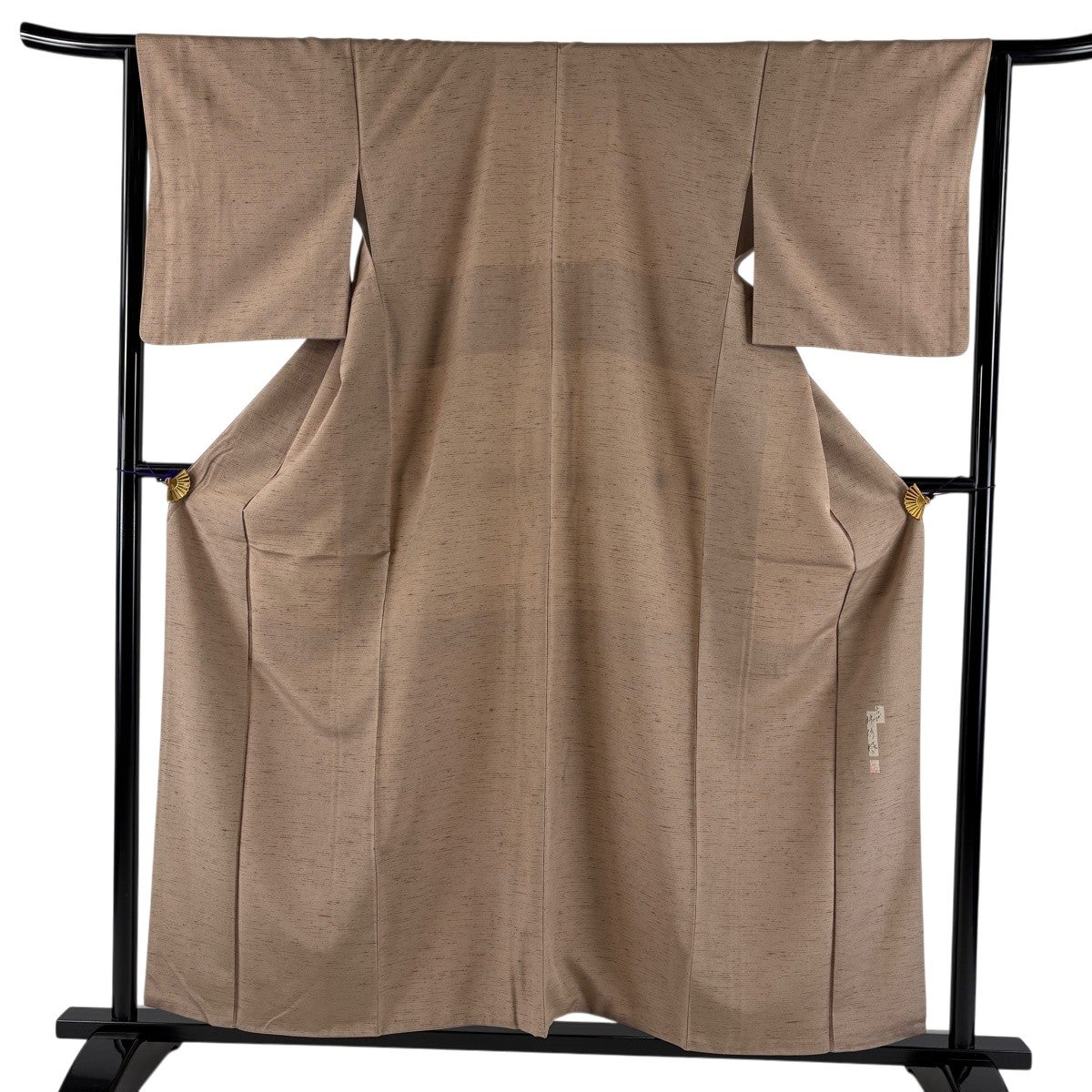 美品】 紬 身丈167.5cm 裄丈64.5cm M 単衣 格子 灰色 正絹 秀品｜中古