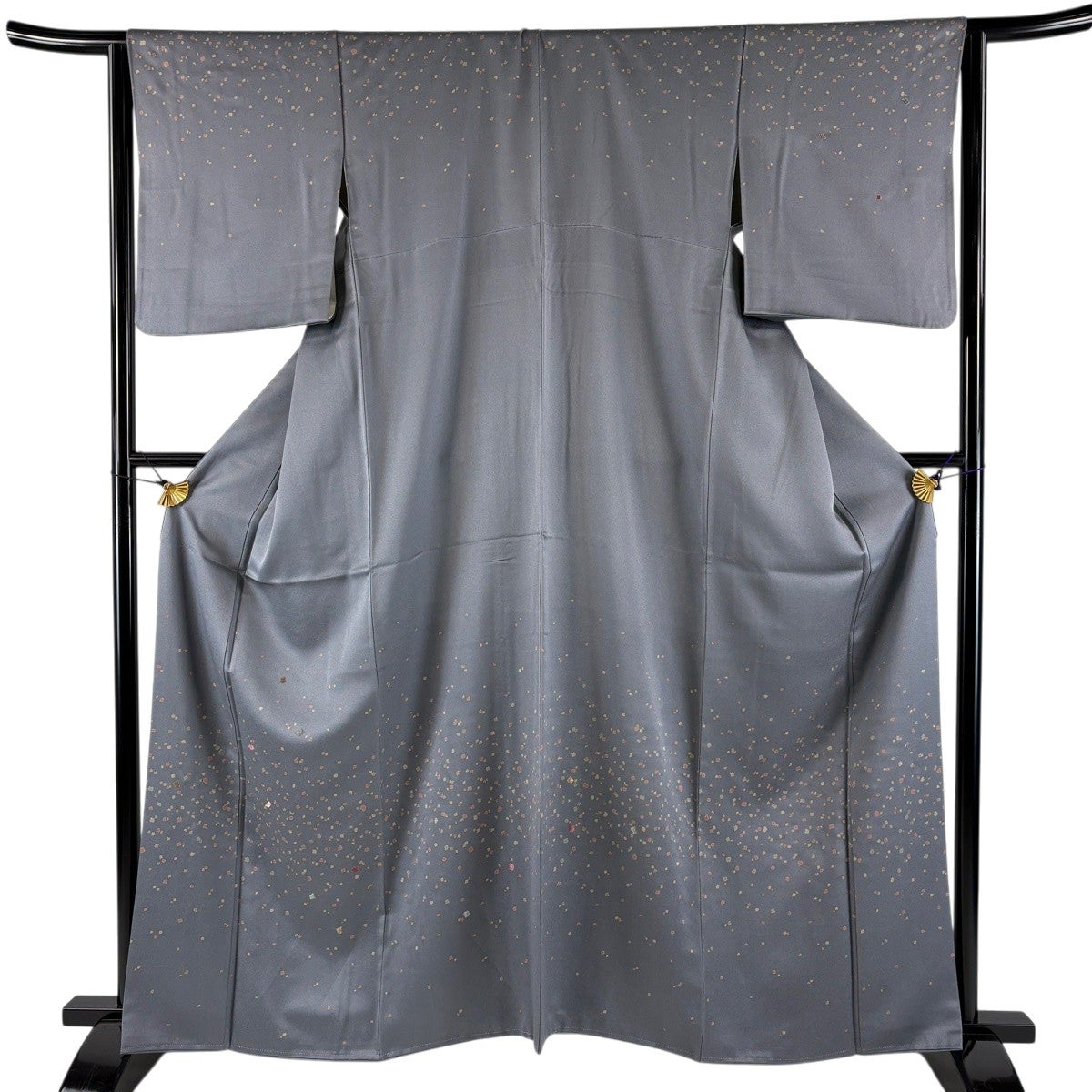 美品】 訪問着 身丈166cm 裄丈68.5cm L 袷 花 絞り 黒 正絹 秀品｜中古