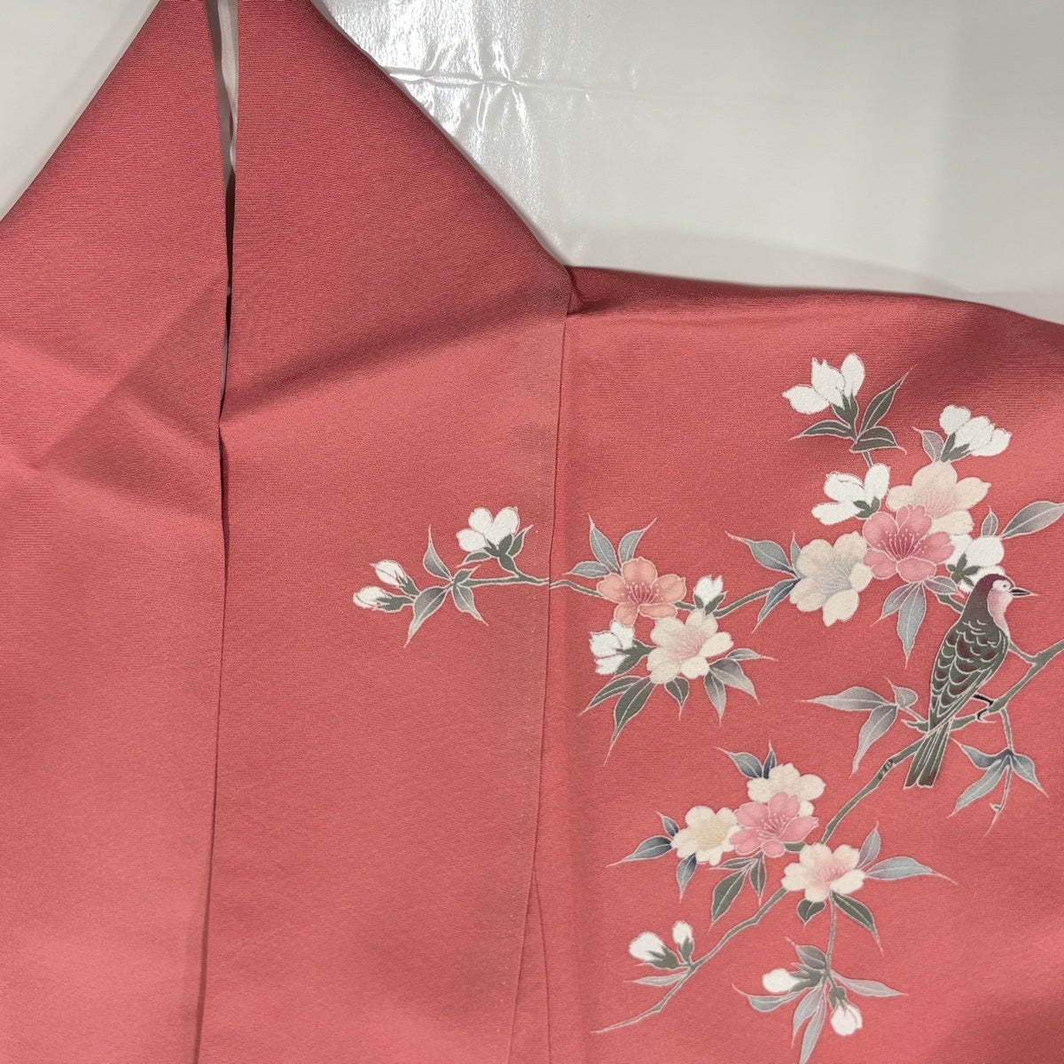 訪問着 身丈158cm 裄丈64.5cm M 袷 落款あり 桜 牡丹 金彩 ぼかし