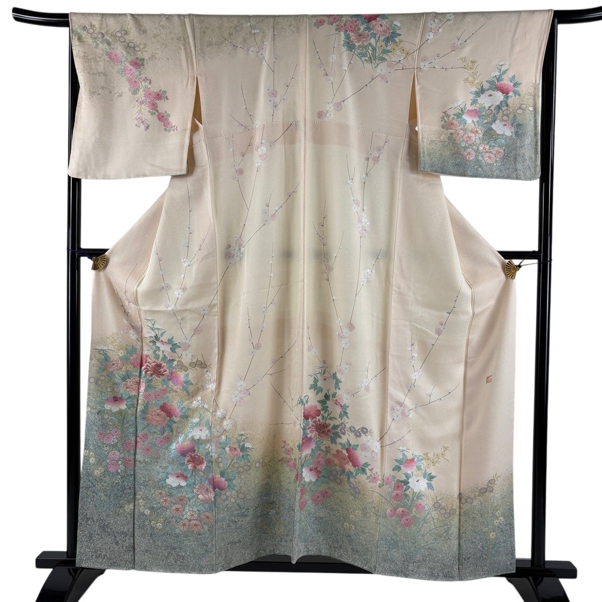 No.82豪華金糸刺繍正絹七五三子供着物着丈95センチ裄丈45.5センチ 七五三 着物 3歳 女の子 正絹 絵羽柄 本絞り 総刺繍 三ツ身の子供着物