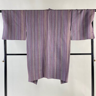 羽織 身丈106cm 裄丈70cm L やまと 縦縞 薄紫 正絹 美品 逸品｜中古 