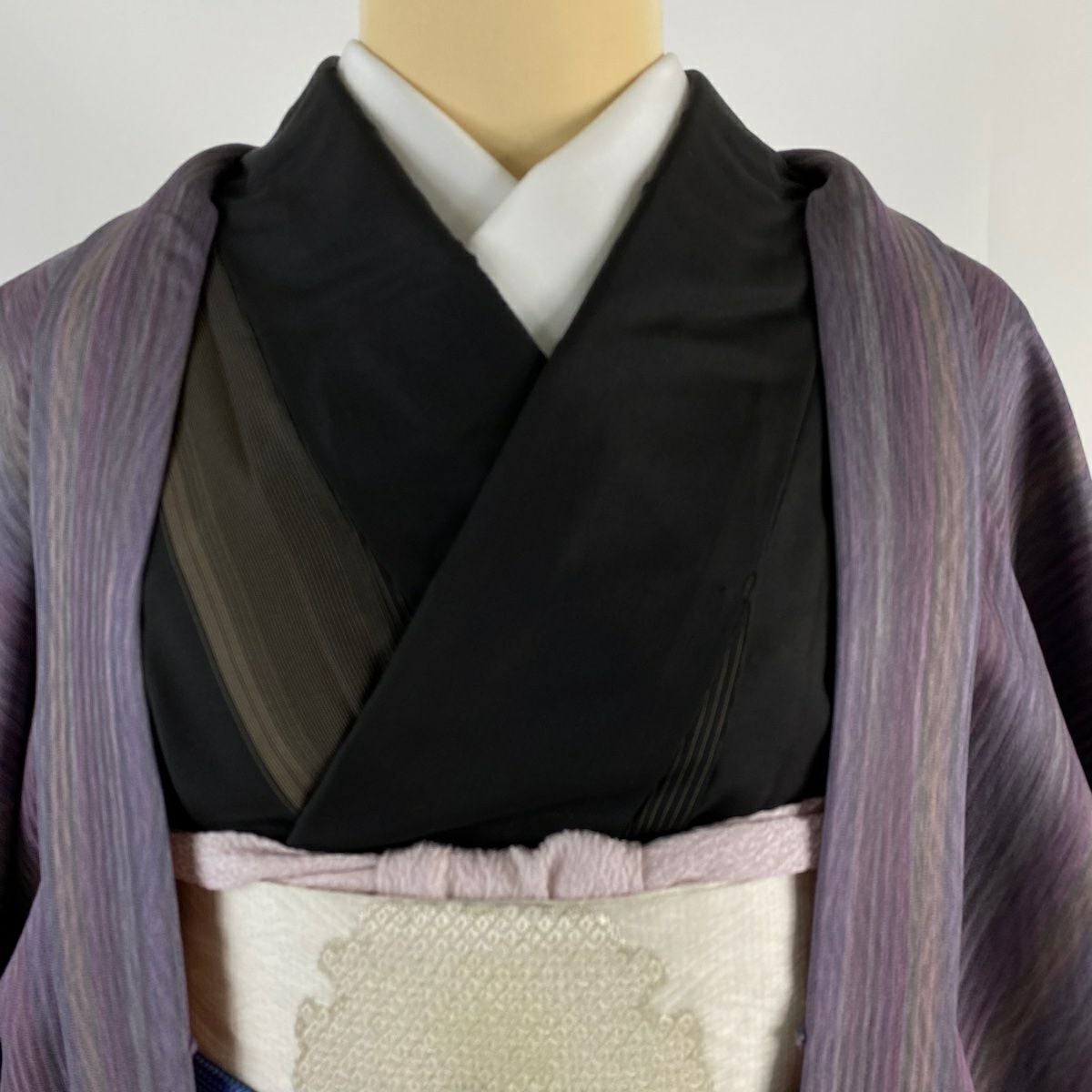 羽織 身丈106cm 裄丈70cm L やまと 縦縞 薄紫 正絹 美品 逸品｜中古