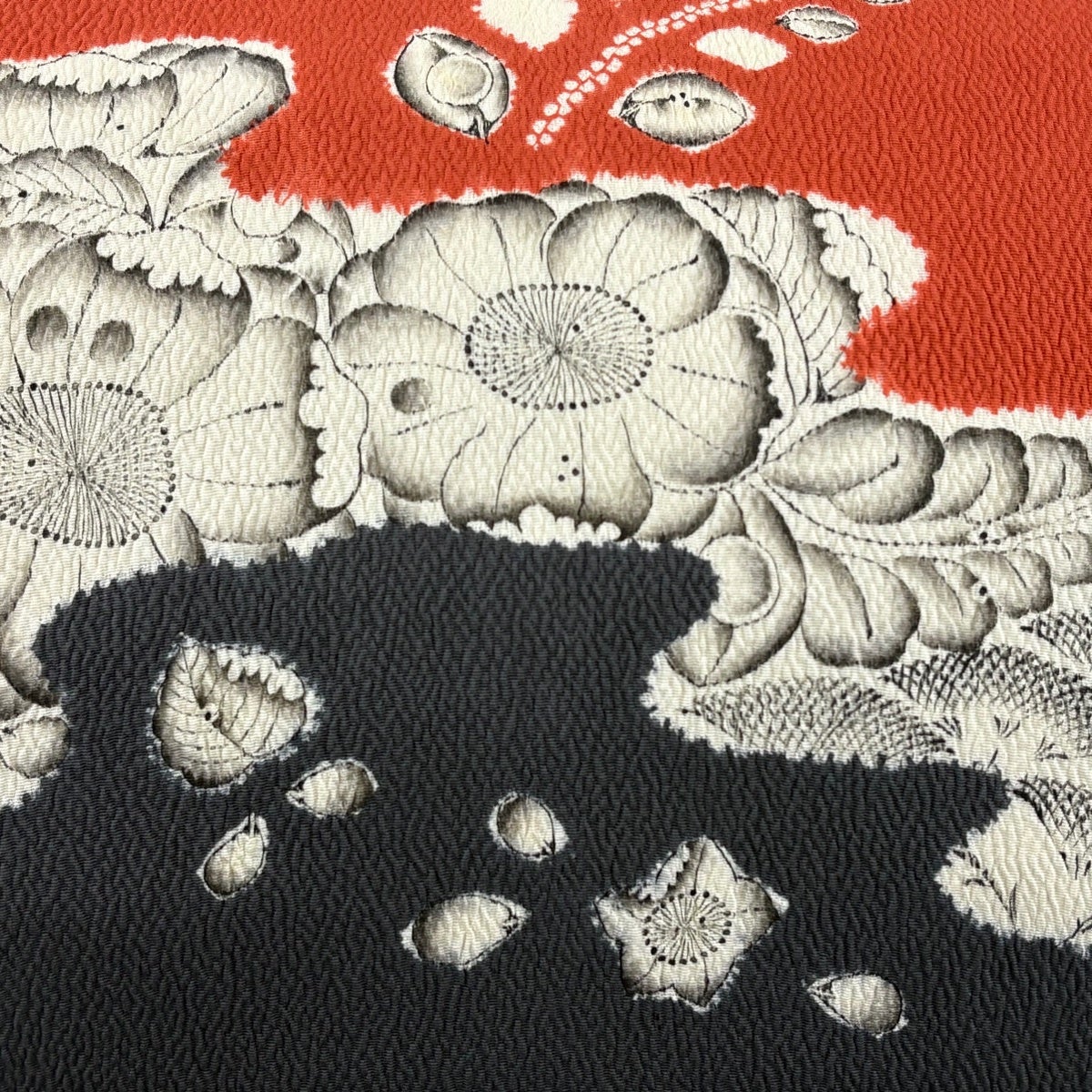 美品】 名古屋帯 逸品 大脇一心 落款あり 辻が花 朱色 正絹｜中古