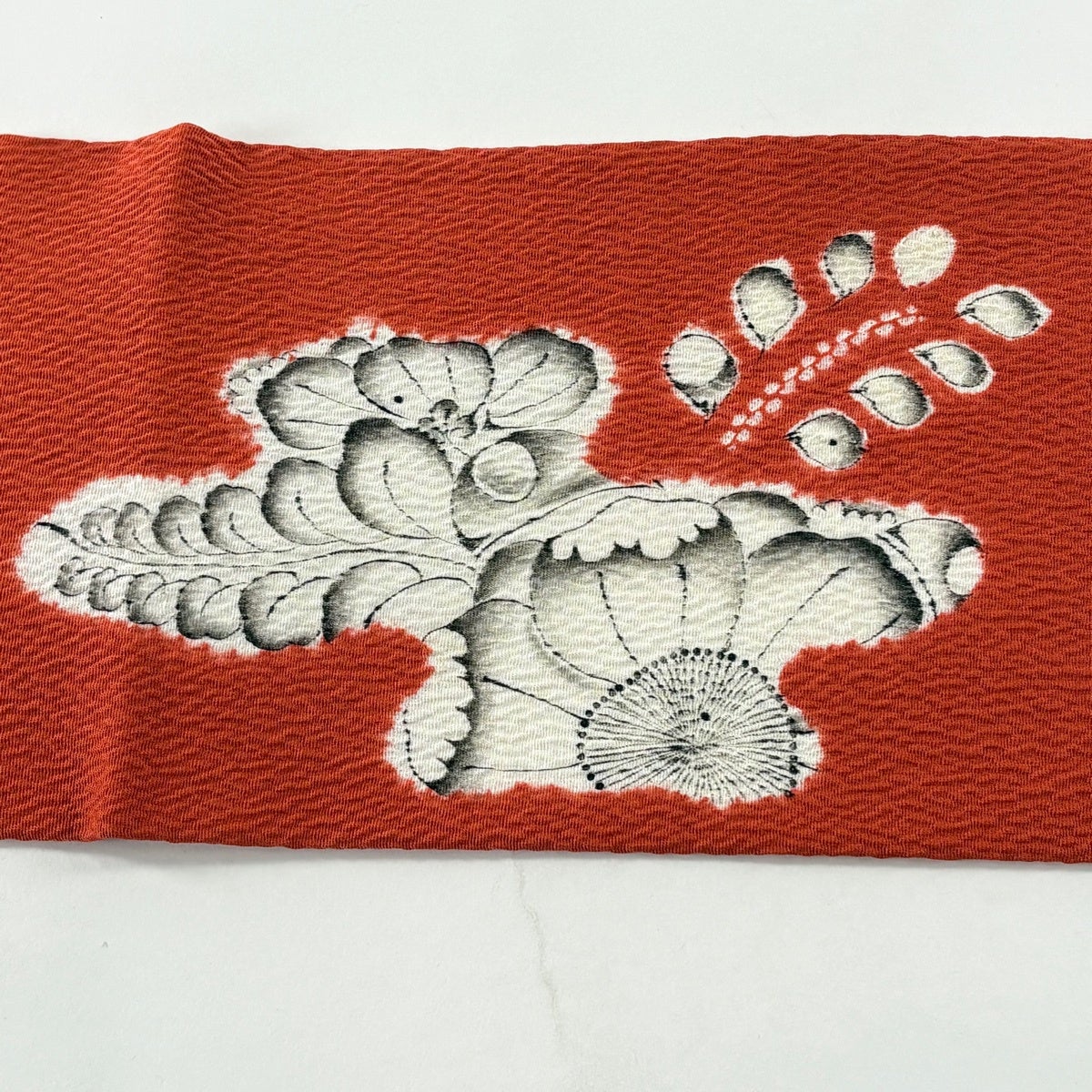 美品】 名古屋帯 逸品 大脇一心 落款あり 辻が花 朱色 正絹｜中古