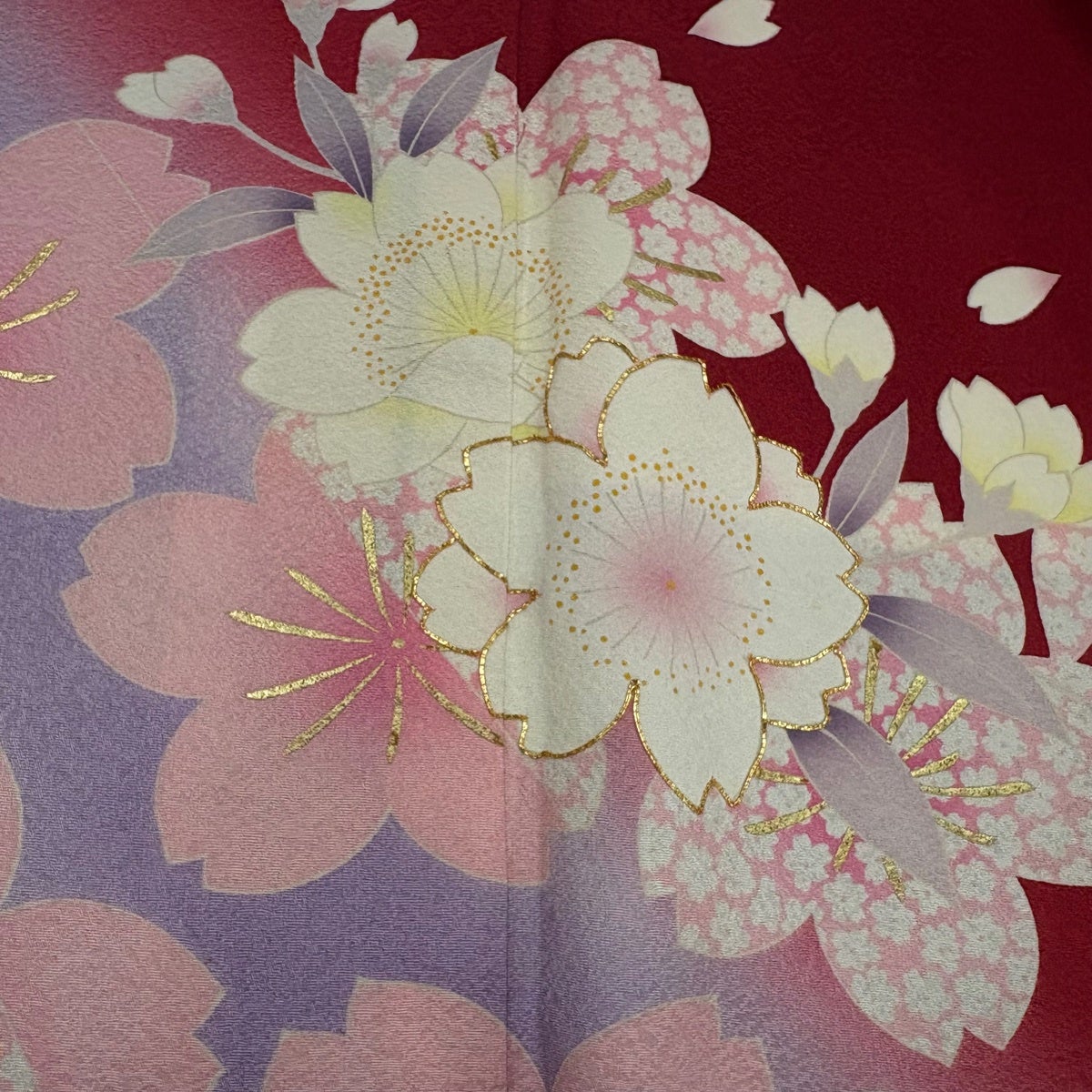 振袖 身丈170cm 裄丈68cm L 袷 袋帯フルセット 桜 桜の花びら 金糸
