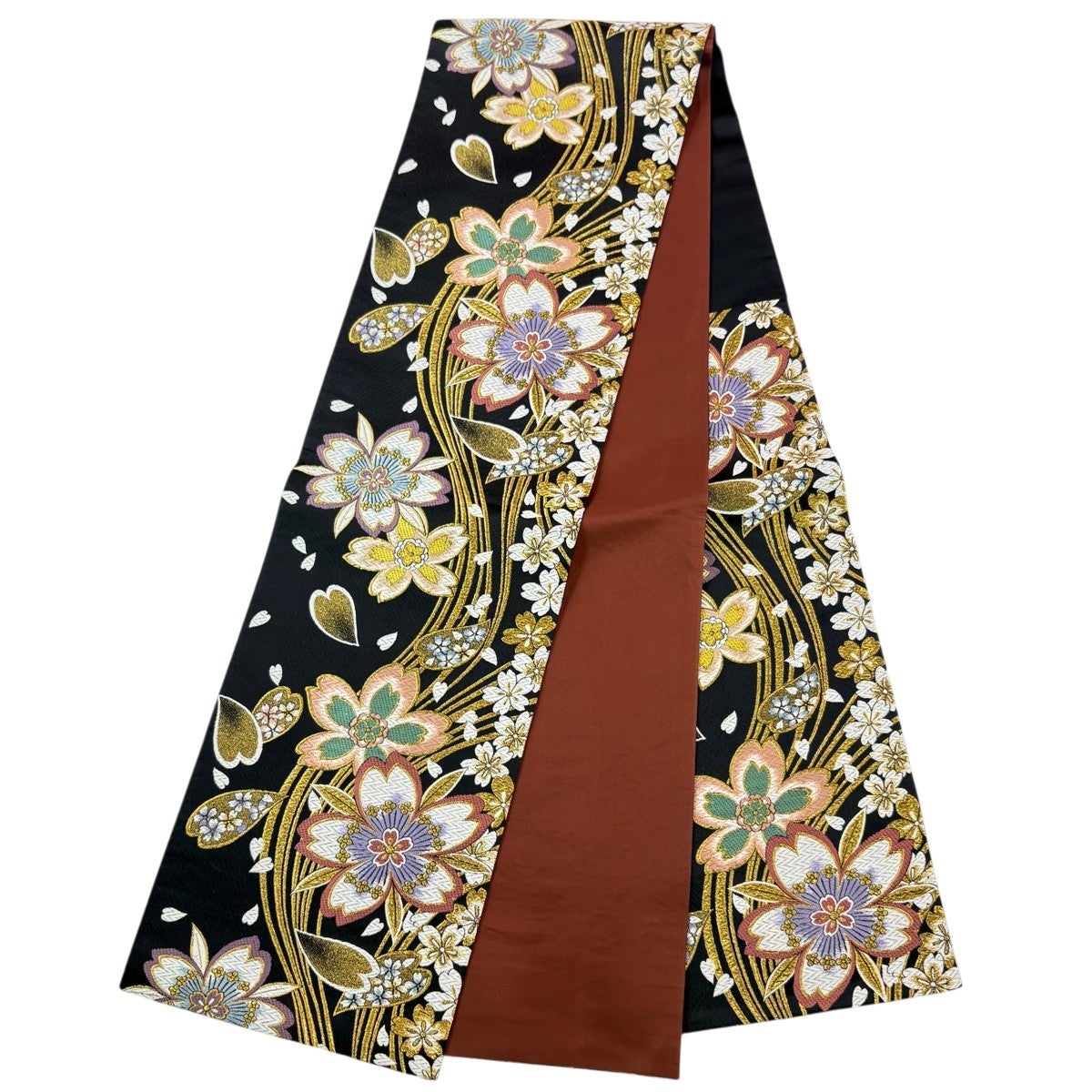 振袖 身丈170cm 裄丈68cm L 袷 袋帯フルセット 桜 桜の花びら 金糸 振袖 身丈170cm 裄丈68cm L 袷 袋帯フルセット 桜 桜の花びら 金糸